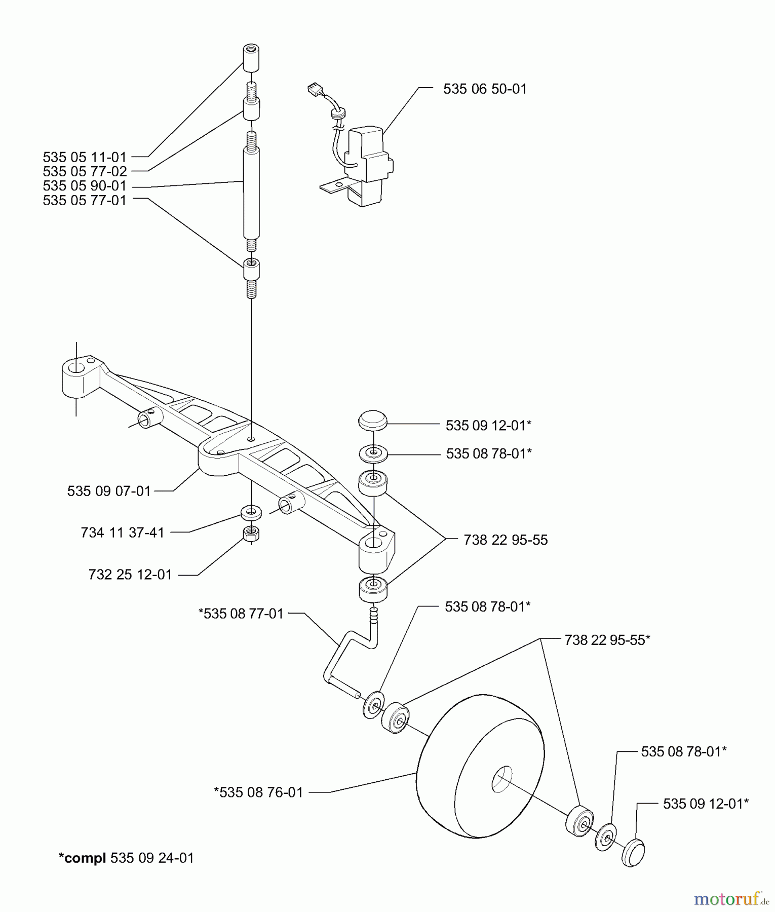  Husqvarna Automower, Mähroboter Husqvarna Solar Auto Mower (2001-01 to 2002-01) Front Wheel/Axle Assy.