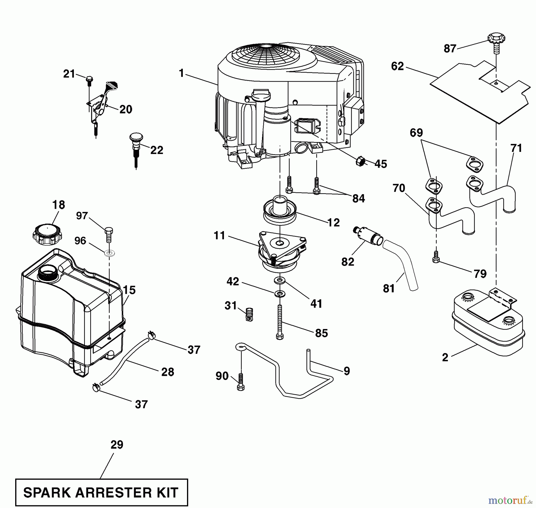  Husqvarna Rasen und Garten Traktoren 2042LS (96043004200) - Husqvarna Lawn Tractor (2008-01 & After) Engine