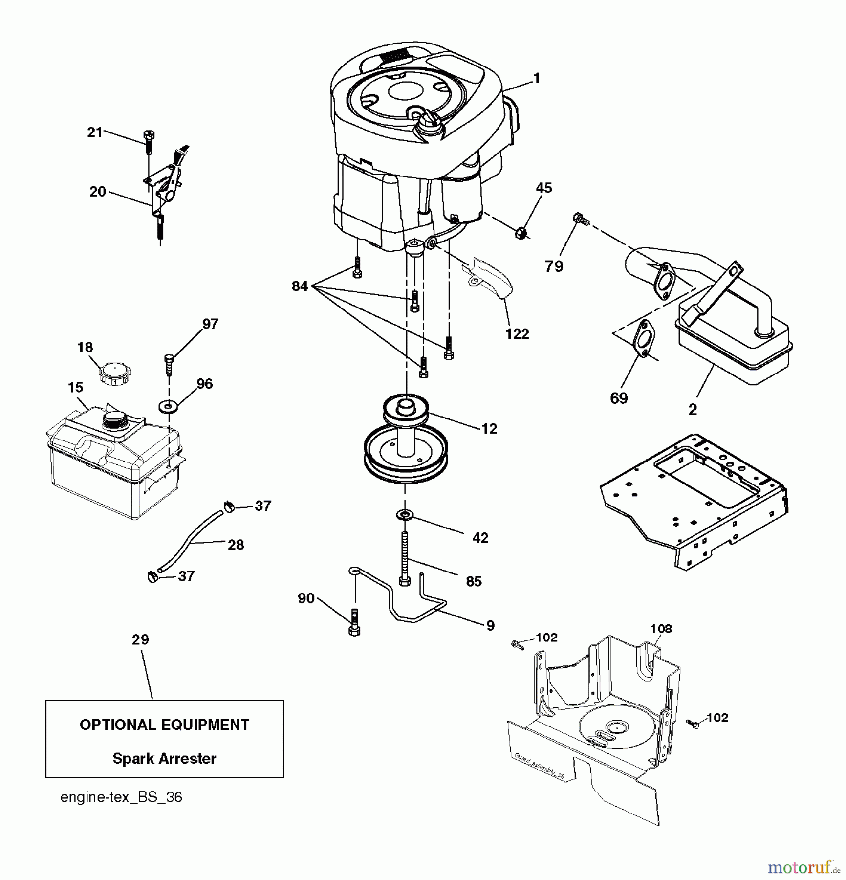  Husqvarna Rasen und Garten Traktoren CT 126 (96051001303) - Husqvarna Lawn Tractor (2013-04) ENGINE