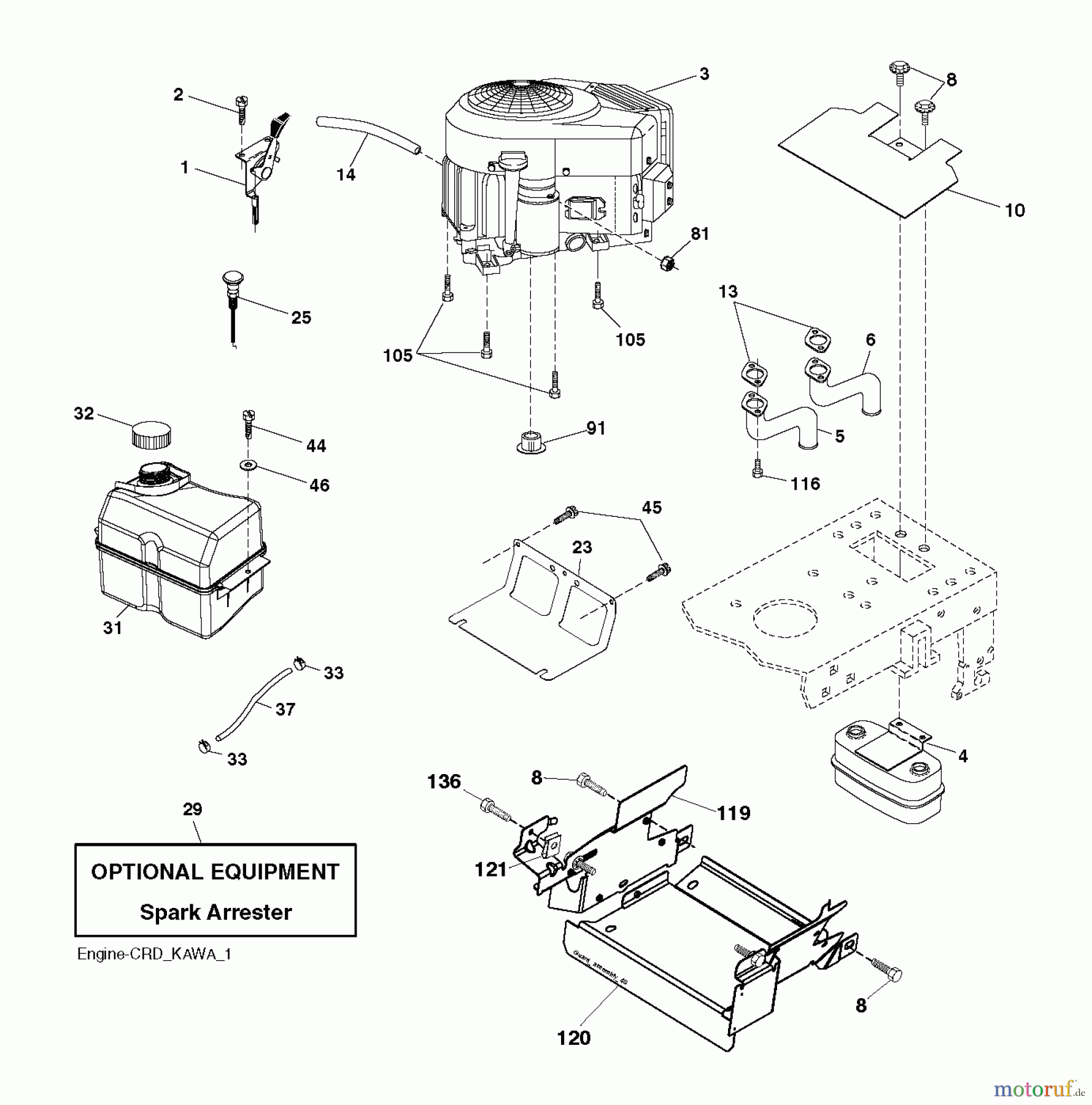  Husqvarna Rasen und Garten Traktoren CTH 151T (96061034301) - Husqvarna Lawn Tractor (2013-08) ENGINE