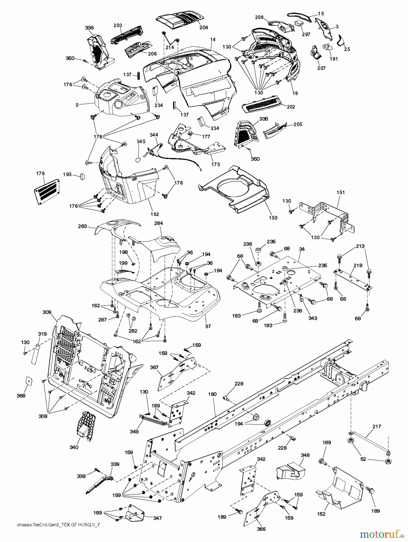  Husqvarna Rasen und Garten Traktoren CTH 164T (96051007500) - Husqvarna Lawn Tractor (2010-12 & After) CHASSIS / FRAME