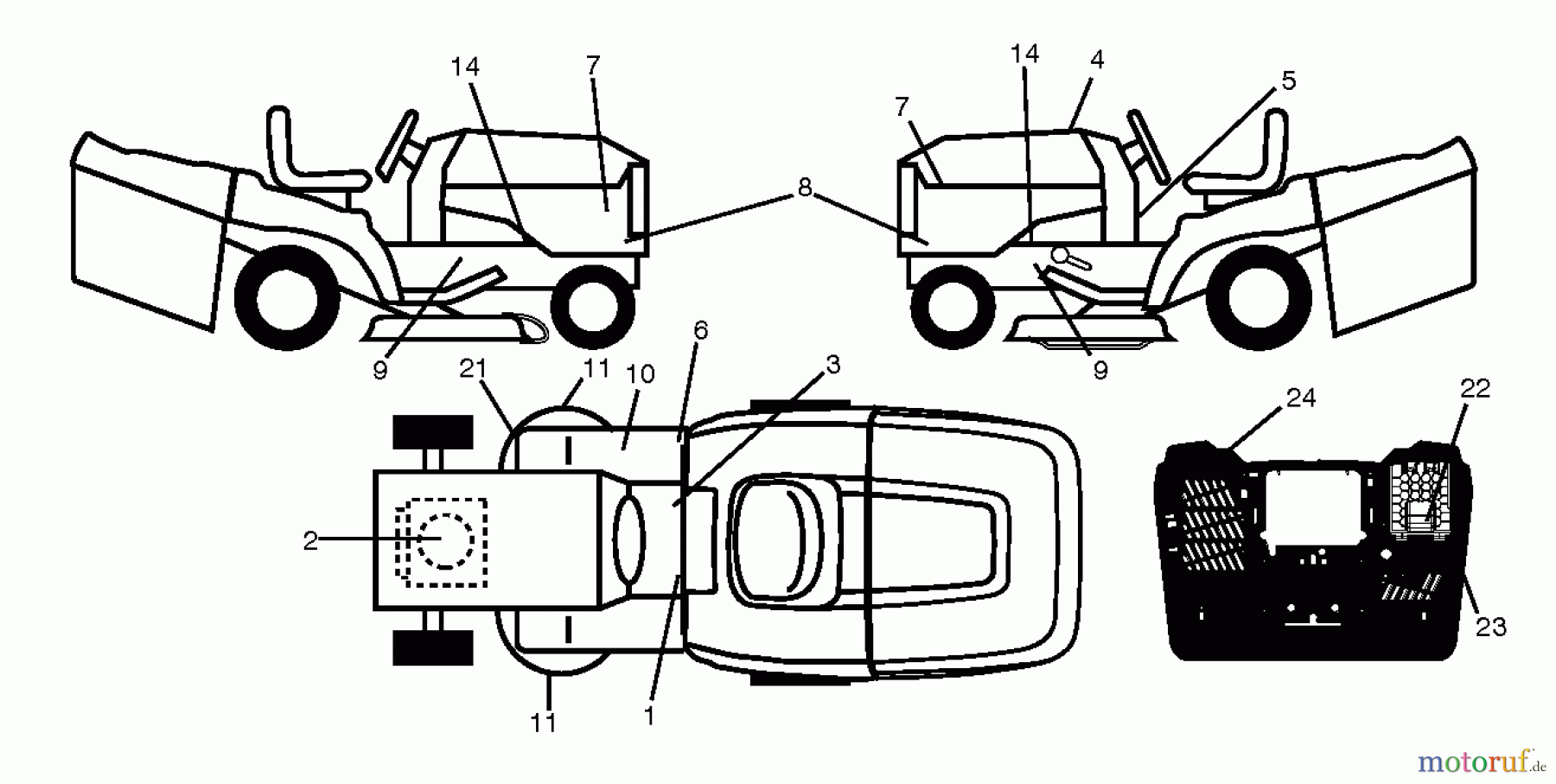  Husqvarna Rasen und Garten Traktoren CTH 164T (96051007500) - Husqvarna Lawn Tractor (2010-12 & After) DECALS