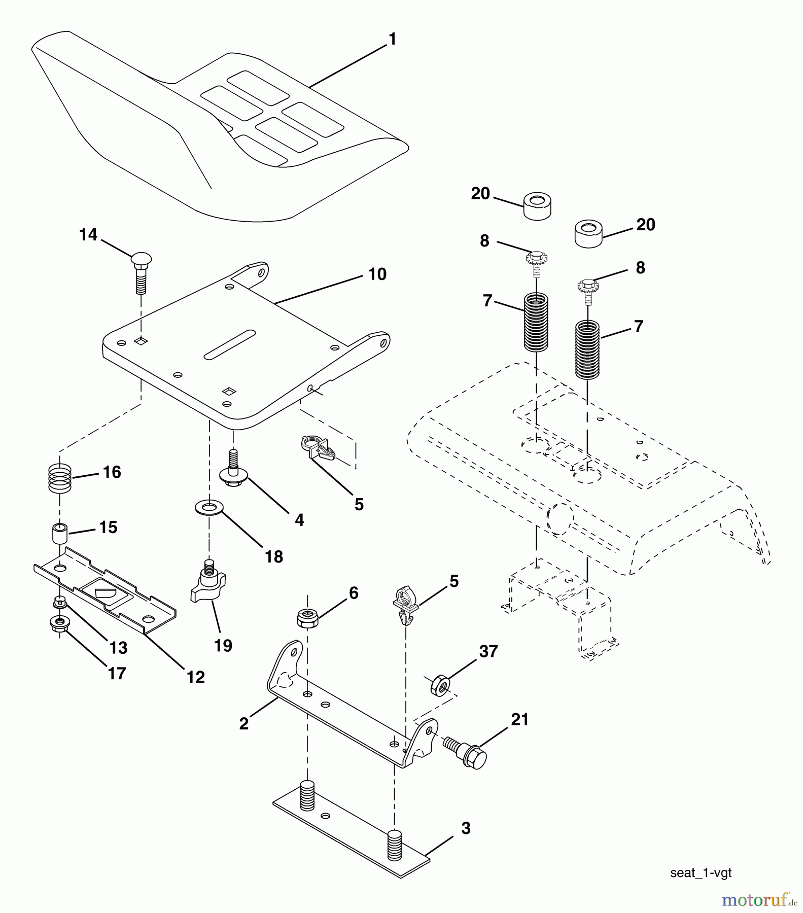  Husqvarna Rasen und Garten Traktoren GT 2254 (96025000201) - Husqvarna Garden Tractor (2005-05 & After) Seat Assembly