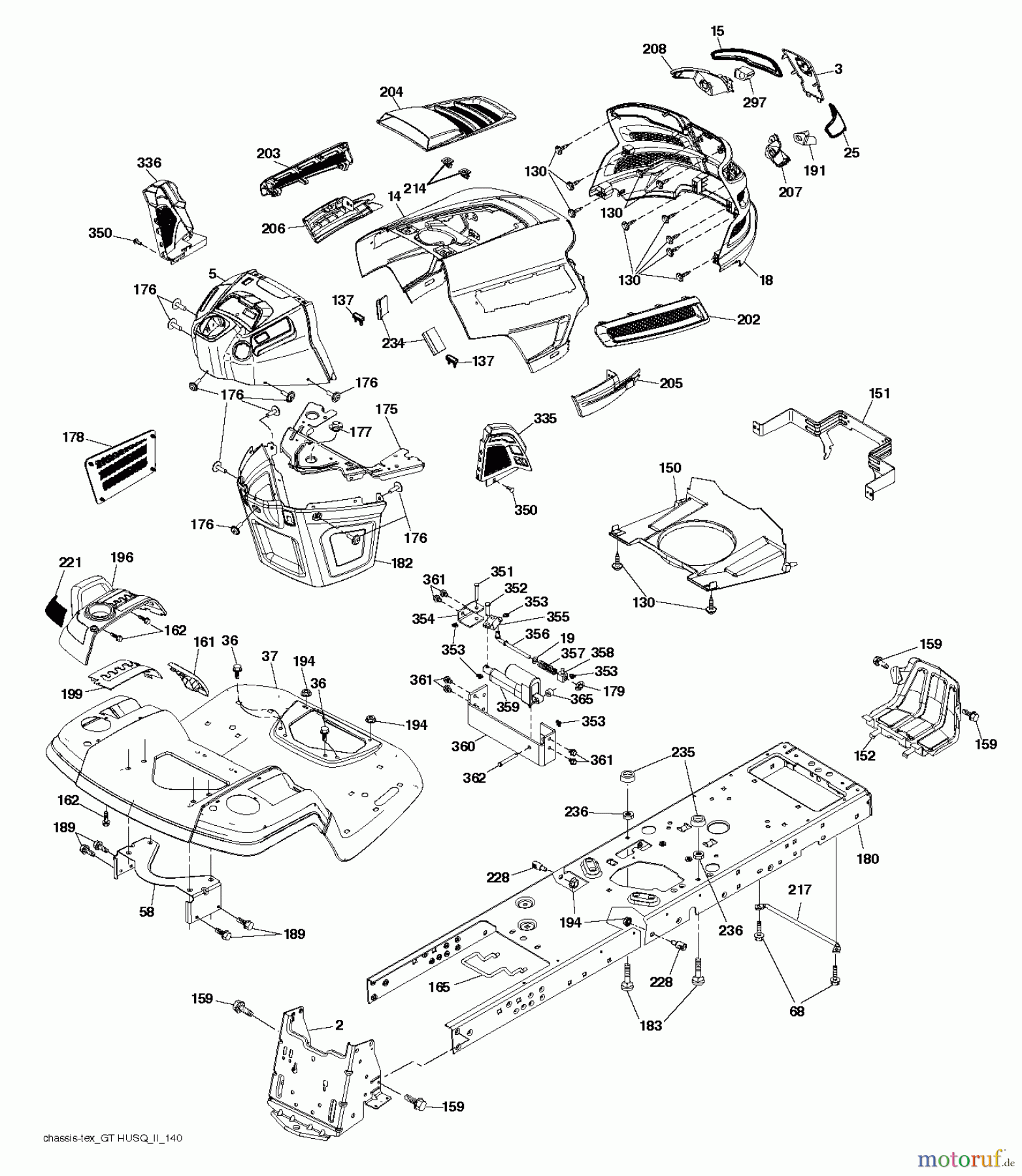  Husqvarna Rasen und Garten Traktoren GT 48XLS (96043016600) - Husqvarna Garden Tractor (2012-12 & After) CHASSIS ENCLOSURES