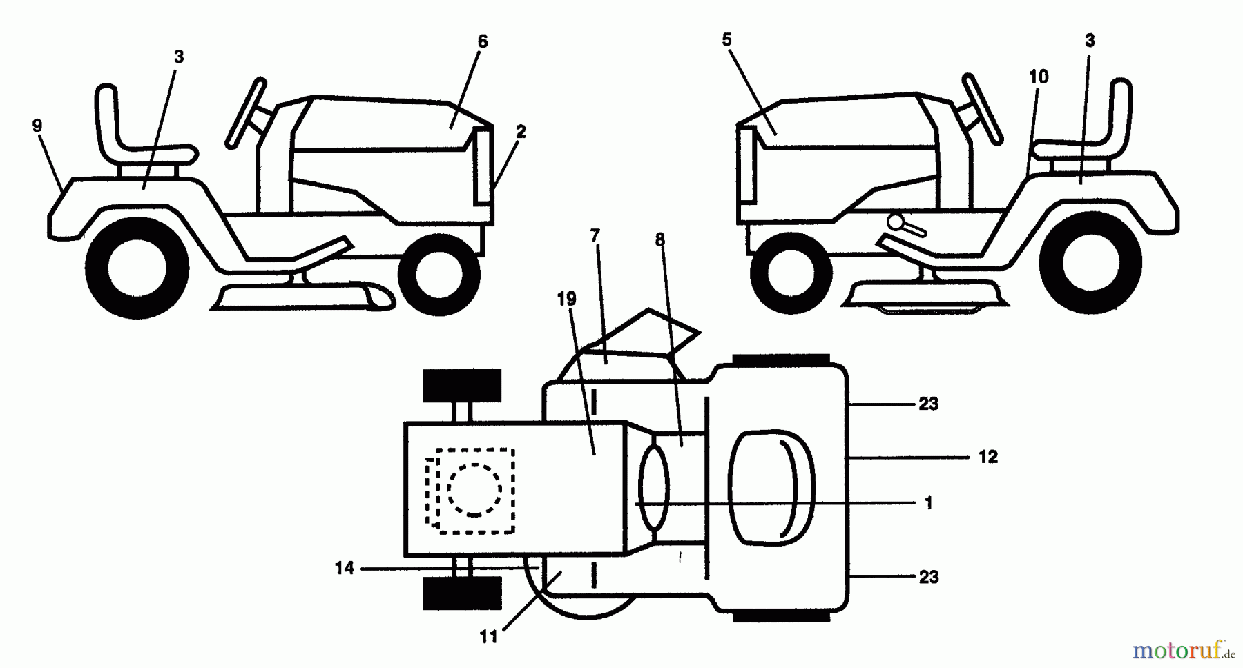  Husqvarna Rasen und Garten Traktoren GTH 220 (954140012B) - Husqvarna Garden Tractor (1996-11 & After) Decals