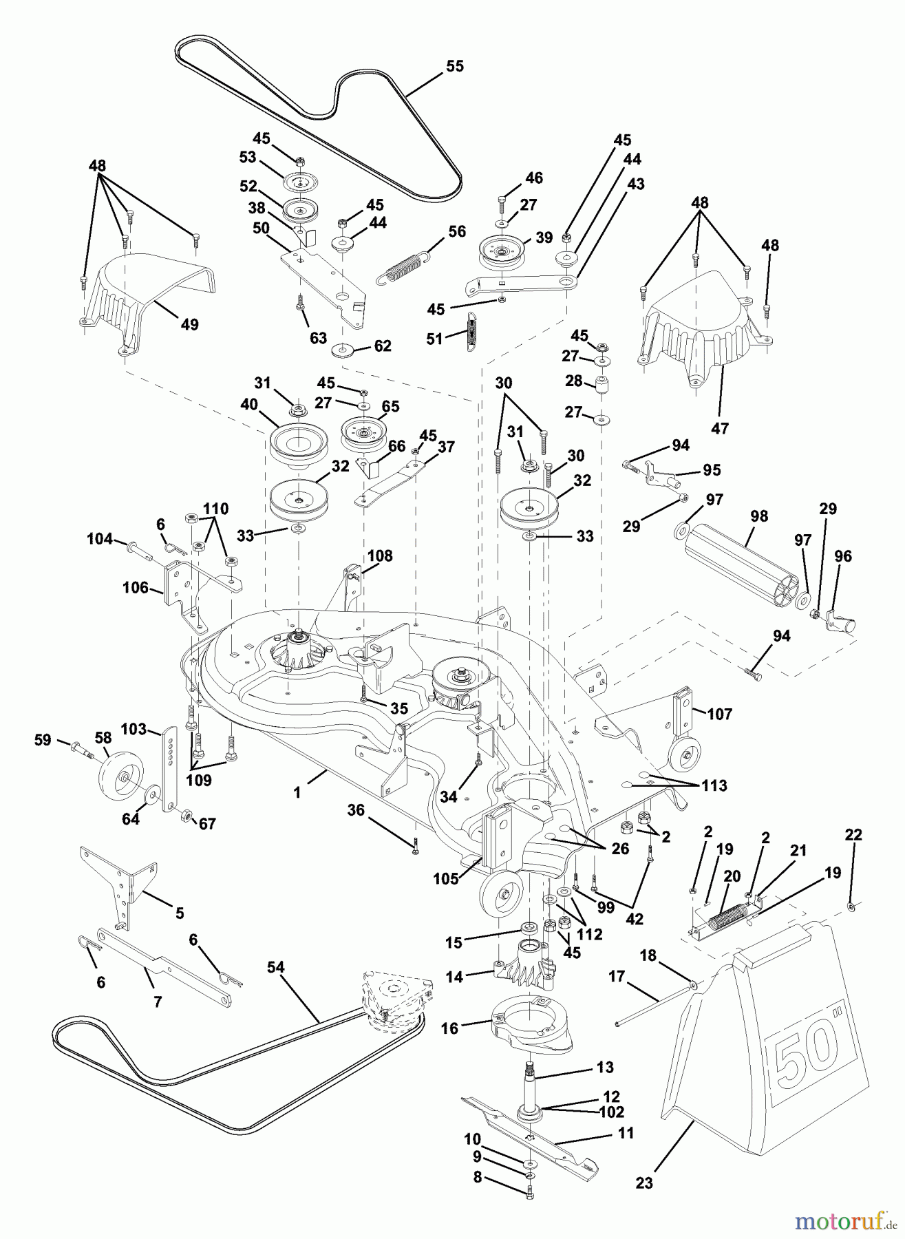  Husqvarna Rasen und Garten Traktoren GTH 2250B (954567093) - Husqvarna Garden Tractor (2001-02 & After) Mower Deck