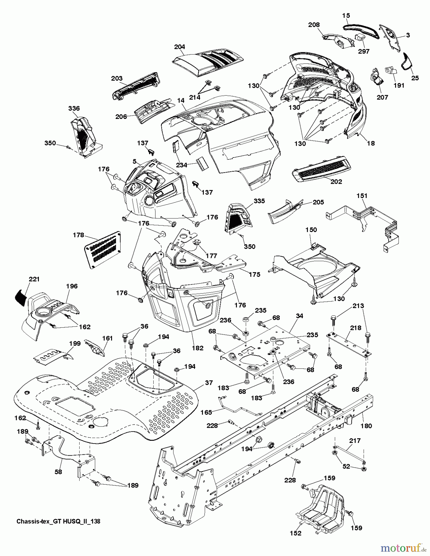  Husqvarna Rasen und Garten Traktoren GTH 24K54 (96043014900) - Husqvarna Garden Tractor (2012-08 & After) CHASSIS / FRAME