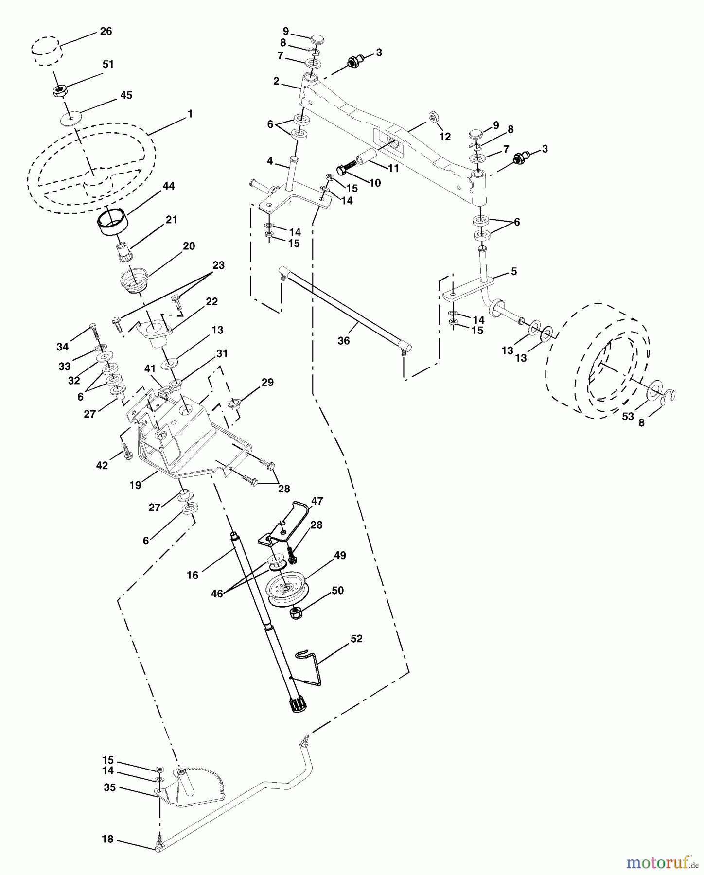  Husqvarna Rasen und Garten Traktoren GTH 2548 (954572134) (LOGT25H48A) - Husqvarna Garden Tractor (2003-12 to 2004-01) Steering Assembly