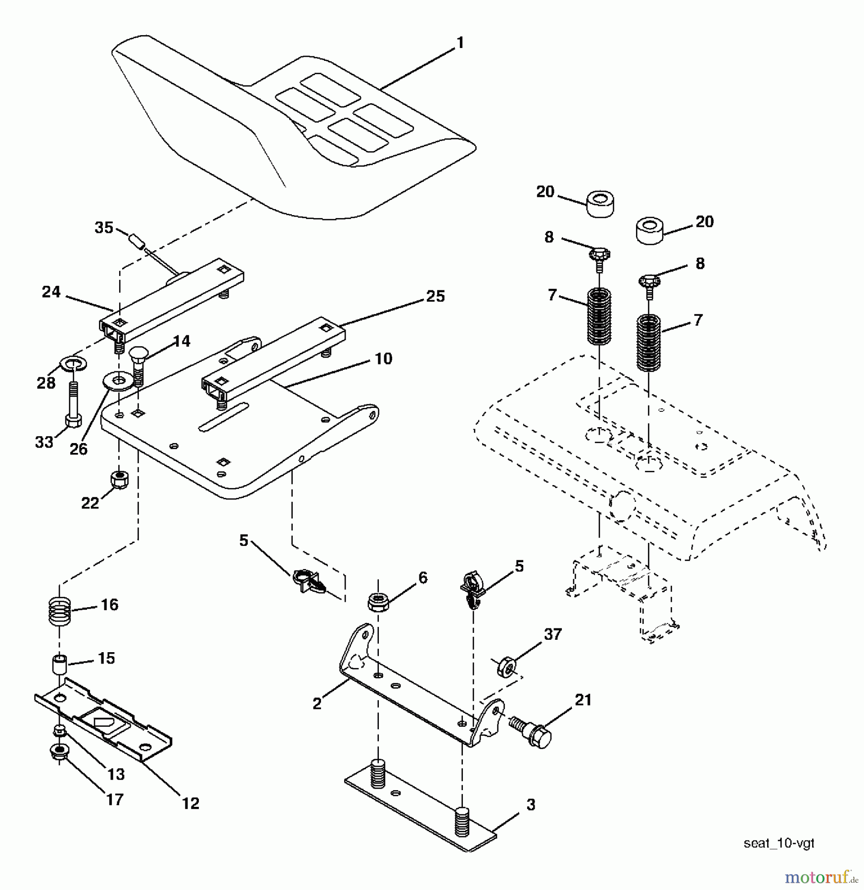  Husqvarna Rasen und Garten Traktoren GTH 2548 (96023000300) - Husqvarna Garden Tractor (2005-05 & After) Seat Assembly