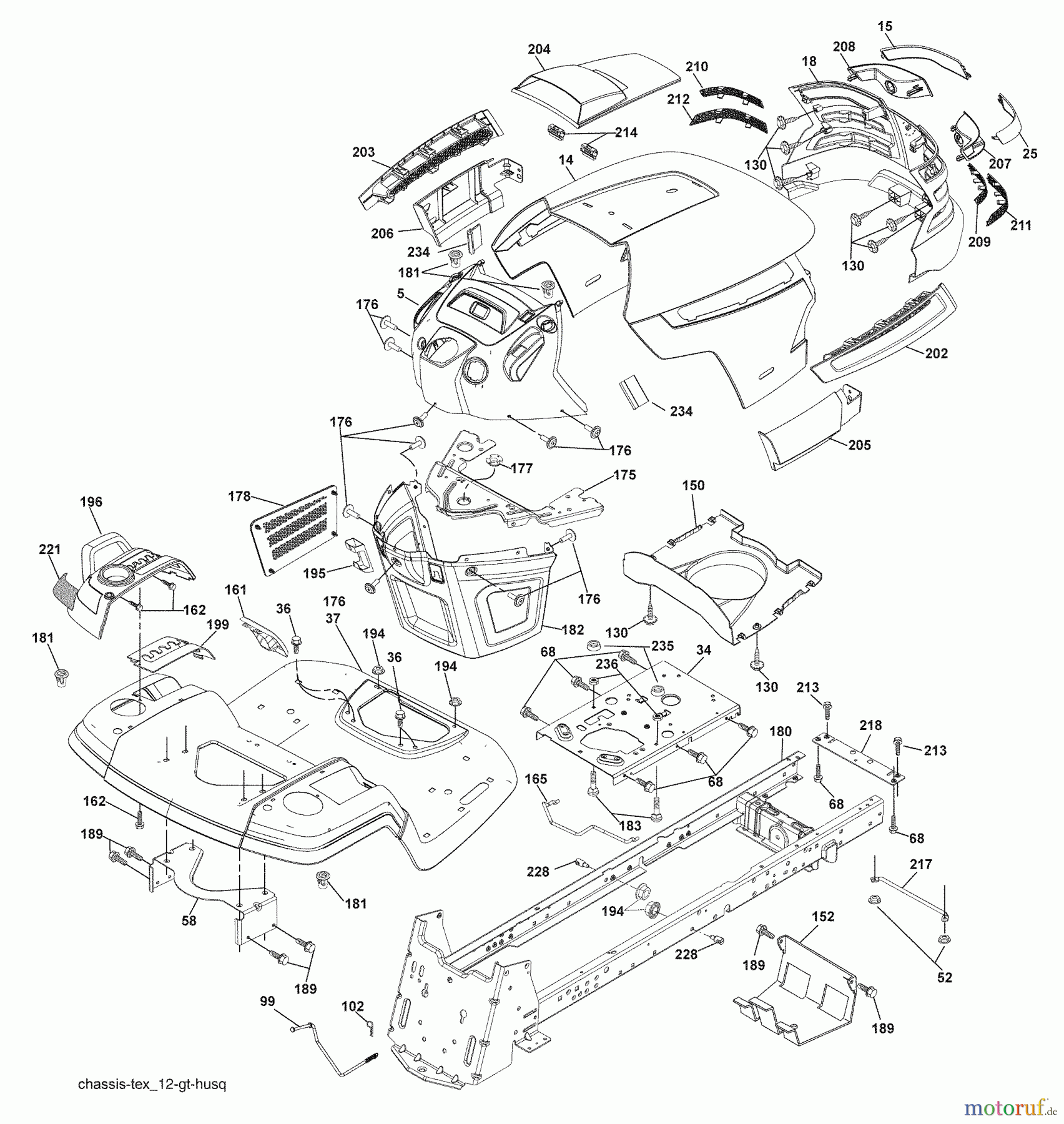  Husqvarna Rasen und Garten Traktoren GTH 26K54 (96043003100) - Husqvarna Garden Tractor (2006-11 & After) Chassis