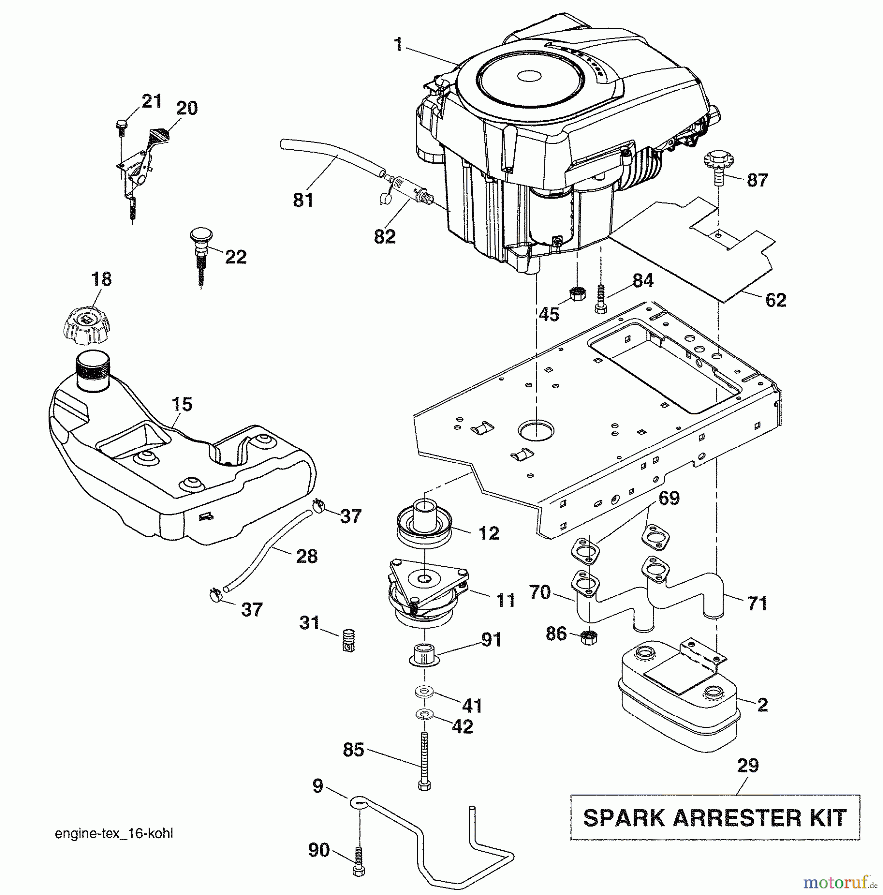  Husqvarna Rasen und Garten Traktoren GTH 26K54 (96043003100) - Husqvarna Garden Tractor (2006-11 & After) Engine