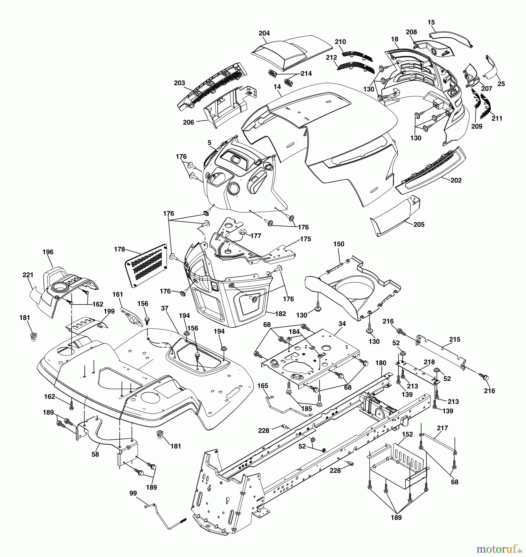  Husqvarna Rasen und Garten Traktoren GTH 26K54T (96043001100) - Husqvarna Garden Tractor (2006-03 & After) Chassis