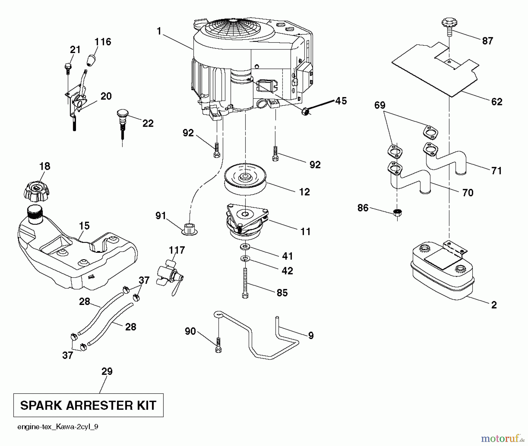  Husqvarna Rasen und Garten Traktoren GTH 24V52LS (96043013500) - Husqvarna Garden Tractor (2011-08 & After) ENGINE