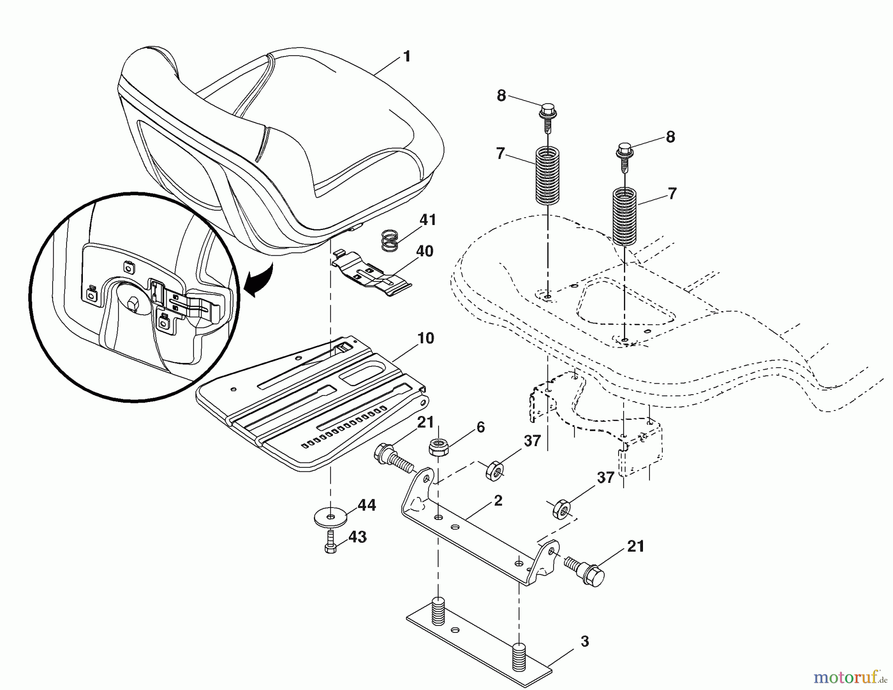  Husqvarna Rasen und Garten Traktoren LGT 2654 (96043003600) - Husqvarna Lawn Tractor (2007-05 & After) Seat Assembly