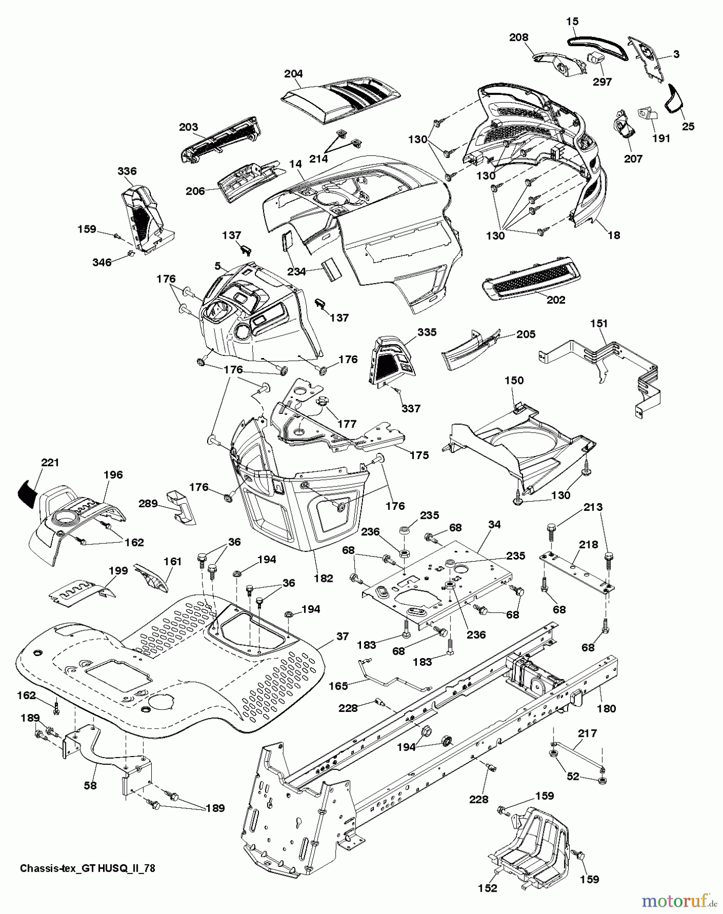  Husqvarna Rasen und Garten Traktoren LGT 2654 (96045003800) - Husqvarna Lawn Tractor (2011-09 & After) CHASSIS ENCLOSURES