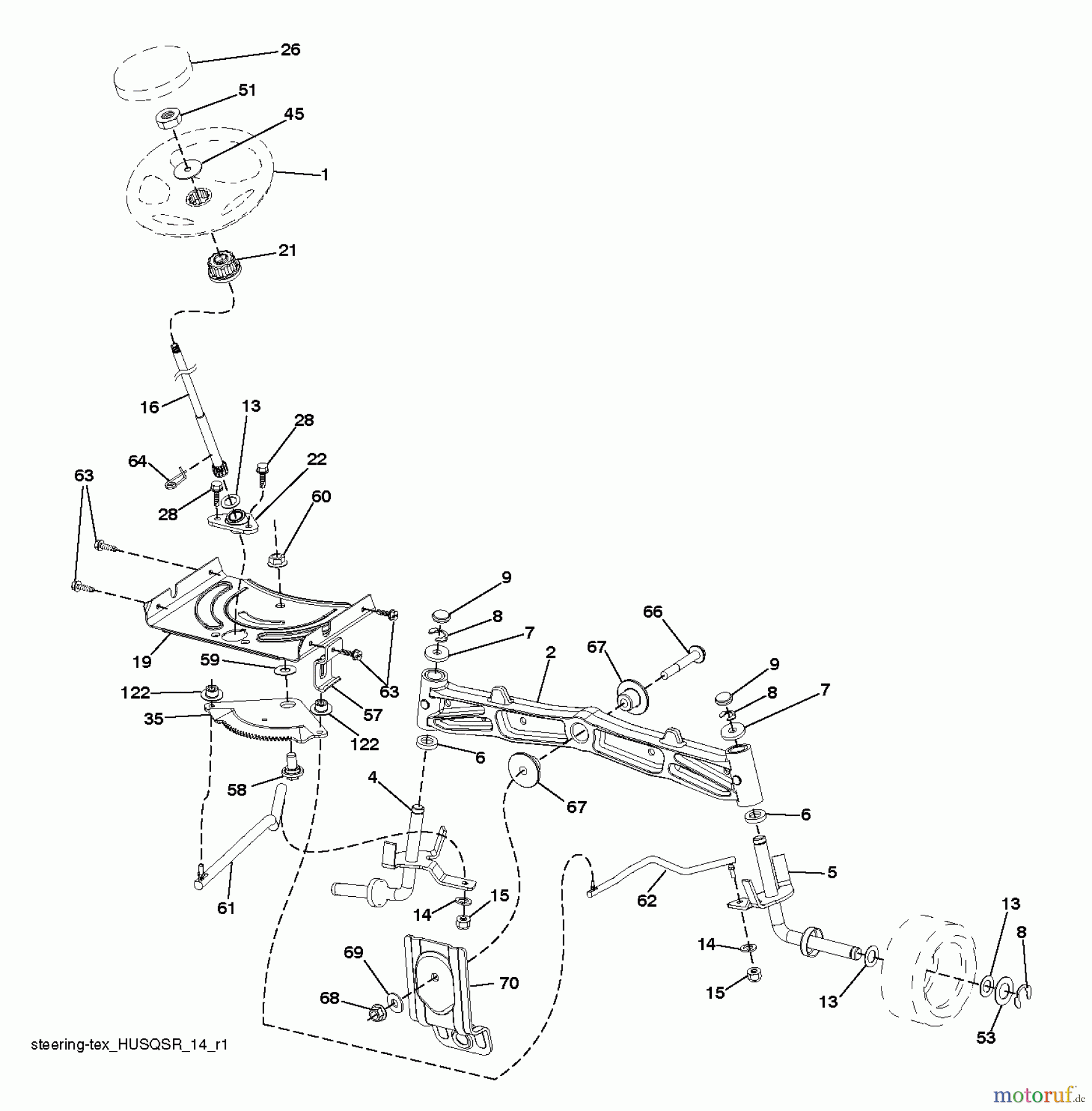  Husqvarna Rasen und Garten Traktoren LGT 2654 (96045005000) - Husqvarna Lawn Tractor (2013-09) STEERING