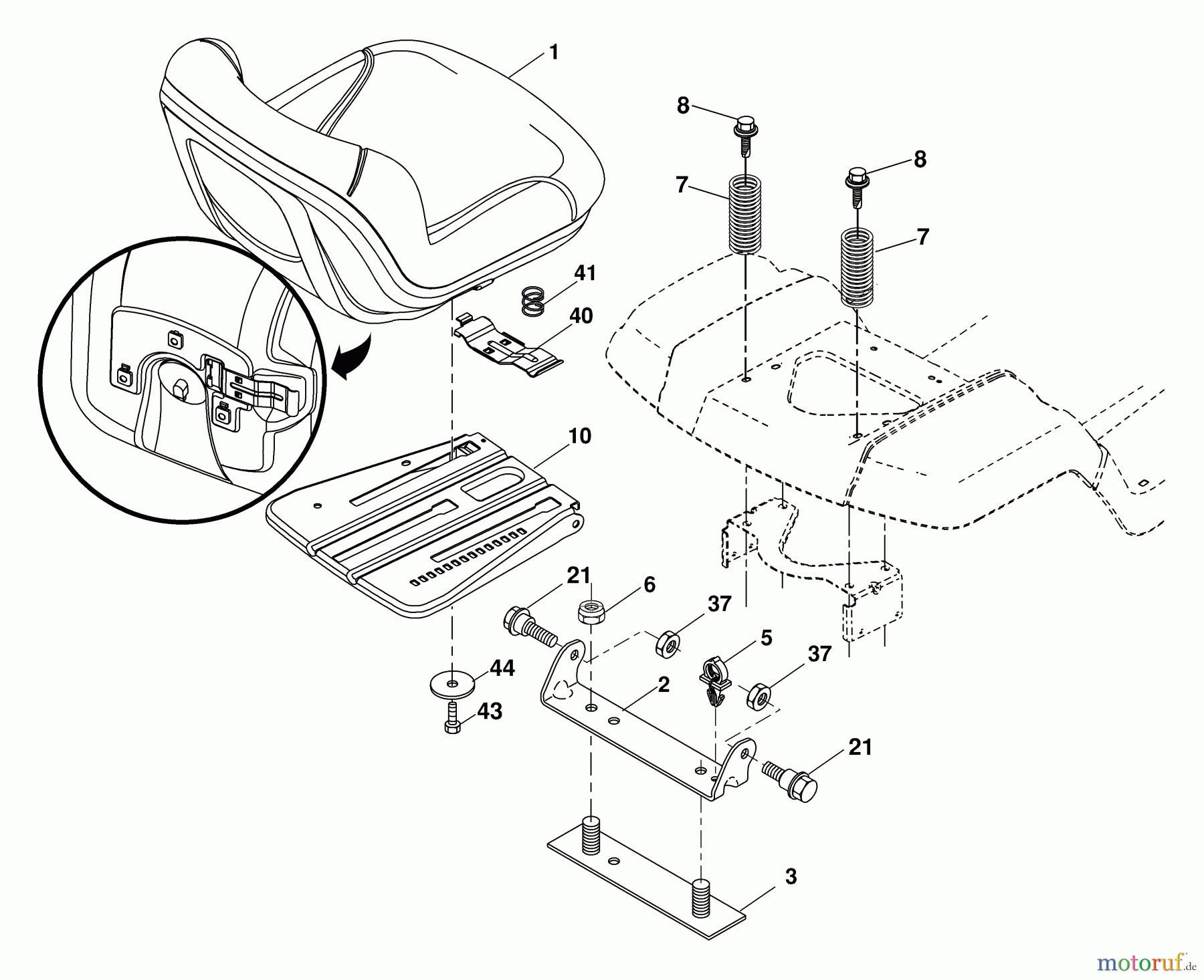  Husqvarna Rasen und Garten Traktoren LOYTH 20F42T (96045000200) - Husqvarna Lawn Tractor (2006-02 & After) Seat Assembly