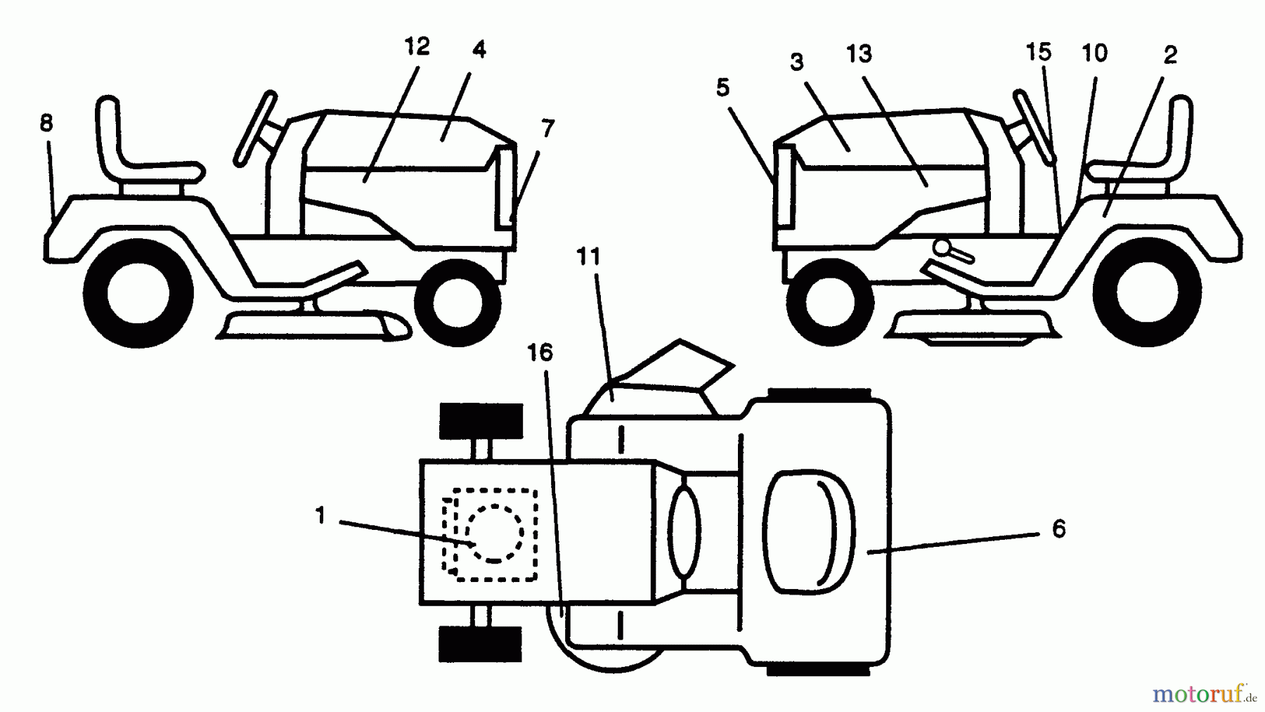  Husqvarna Rasen und Garten Traktoren LR 12 (954000762) (HC12R38A) - Husqvarna Lawn Tractor (1994-01 & After) Decals