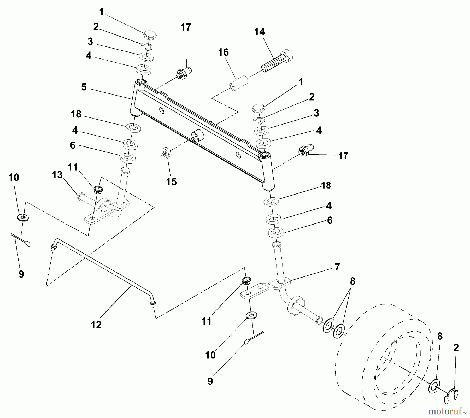  Husqvarna Rasen und Garten Traktoren LR 120 (954830051B) - Husqvarna Lawn Tractor (1996-05 & After) Front Axle