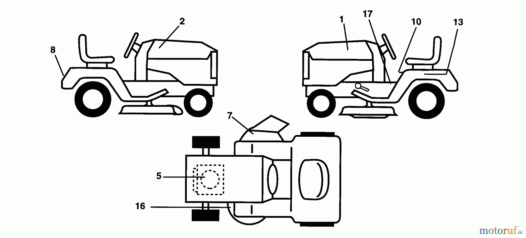  Husqvarna Rasen und Garten Traktoren LR 121 (954140001A) - Husqvarna Lawn Tractor (1997-12 & After) Decals