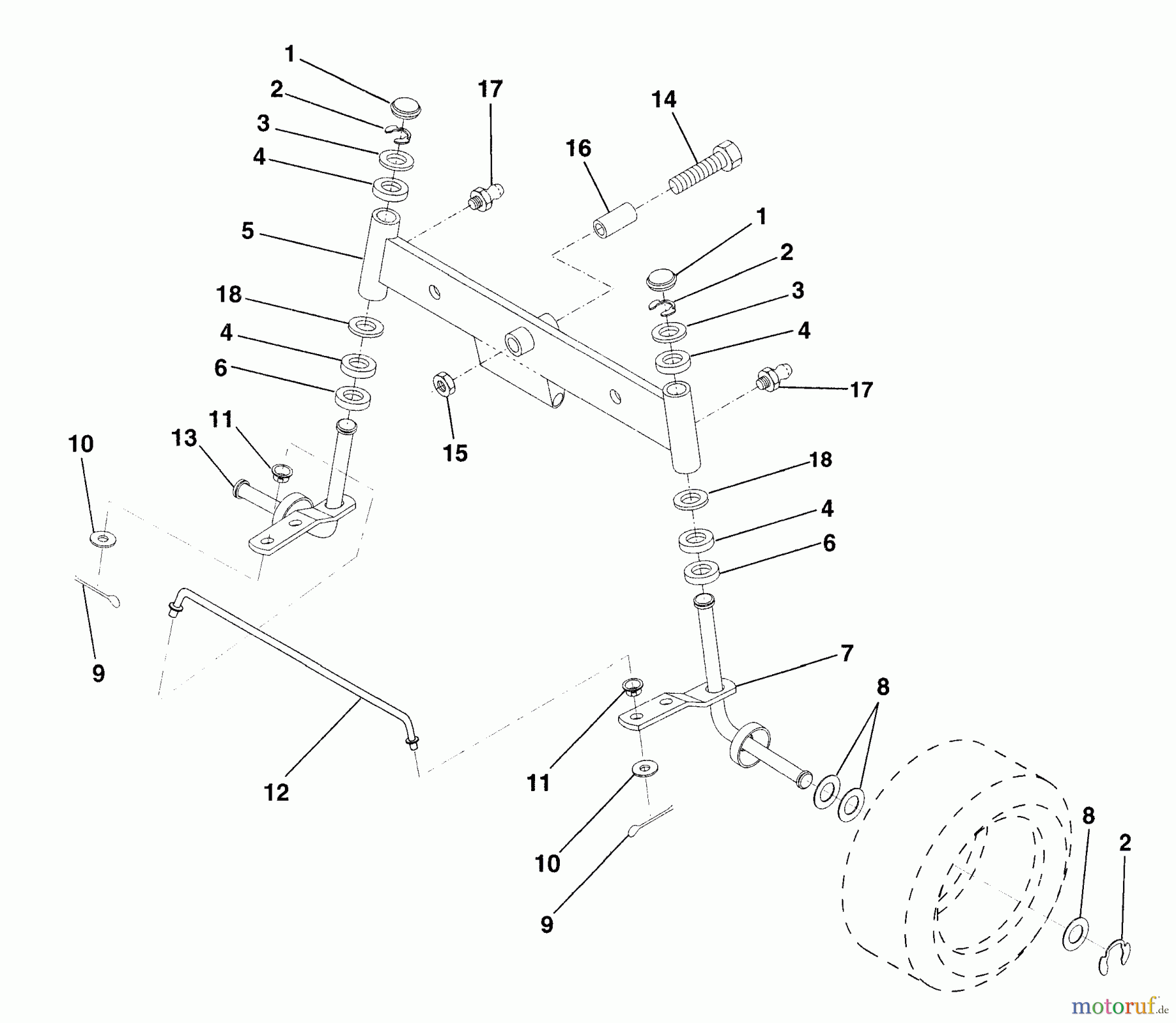  Husqvarna Rasen und Garten Traktoren LR 125 (954000522) (HU125R38MA) - Husqvarna Lawn Tractor (1992-12 & After) Front Axle