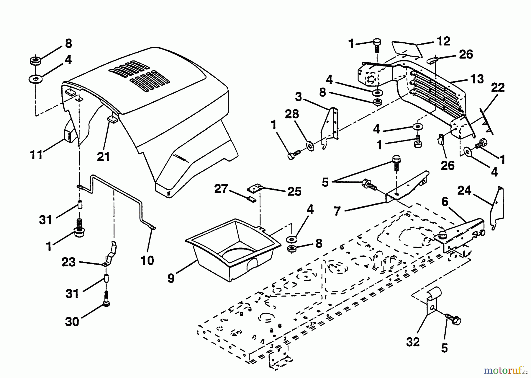  Husqvarna Rasen und Garten Traktoren LRH 125 (954000622) (HN125HR38B) - Husqvarna Lawn Tractor (1994-01 & After) Hood