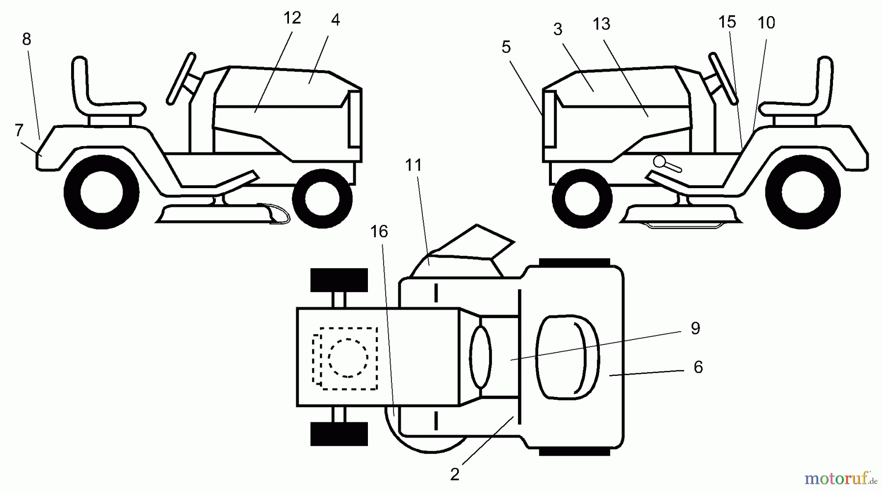  Husqvarna Rasen und Garten Traktoren LRH 125 (954001222D) - Husqvarna Lawn Tractor (1995-07 & After) Decals