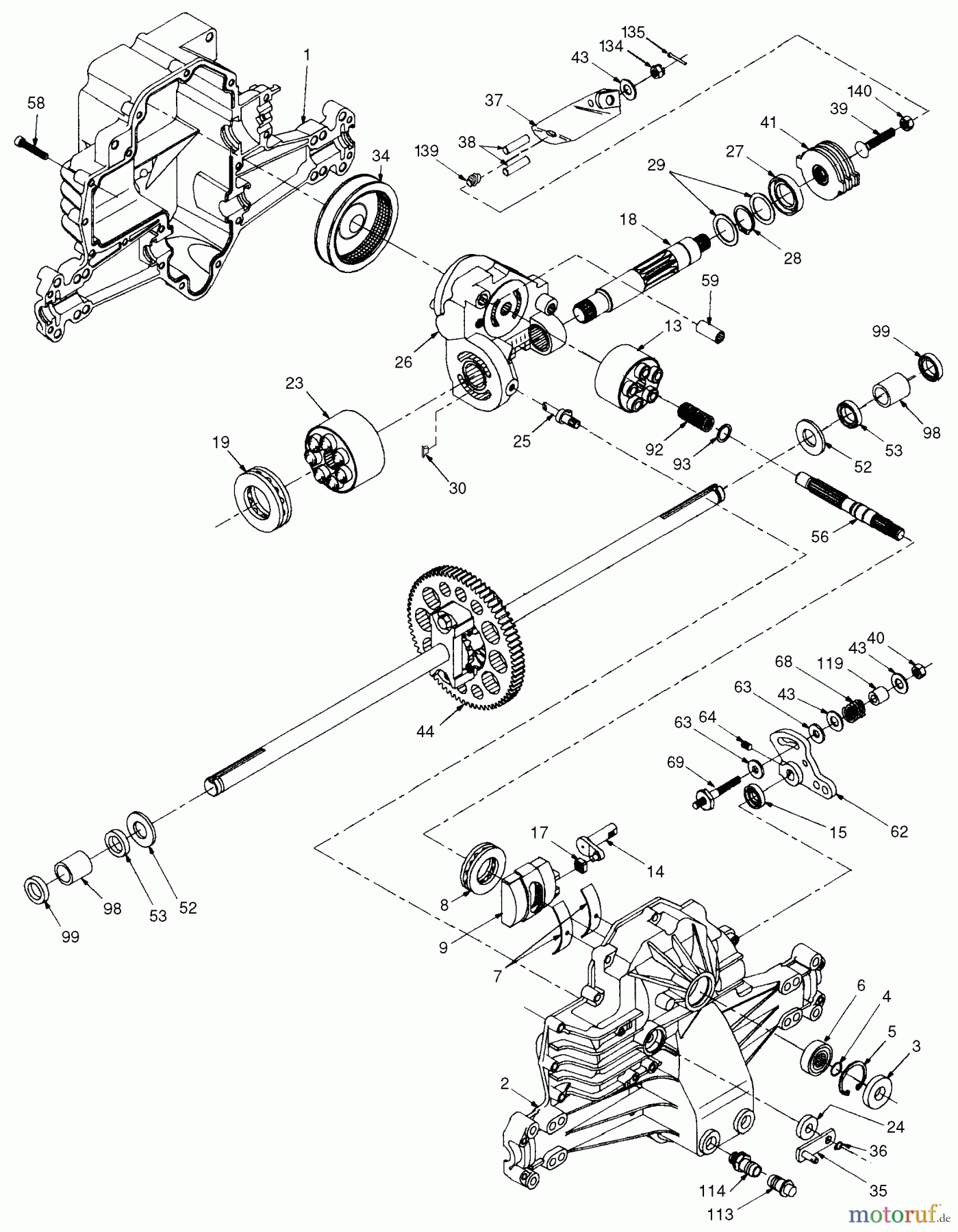  Husqvarna Rasen und Garten Traktoren LRH 125 (954001222D) - Husqvarna Lawn Tractor (1995-07 & After) Transaxle Hydrogear, Model No. 319-0500