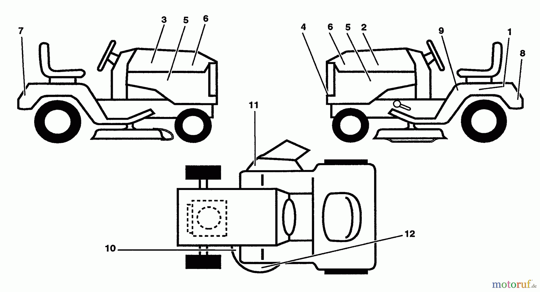  Husqvarna Rasen und Garten Traktoren LT 100 (954000312) (H1036A) - Husqvarna Lawn Tractor (1991-07 & After) Decals