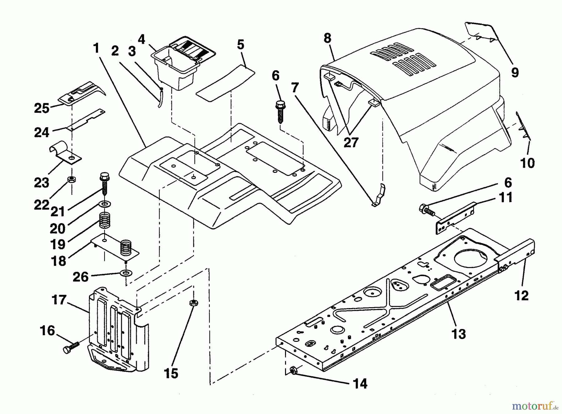  Husqvarna Rasen und Garten Traktoren LT 100 (954000312) (H1036A) - Husqvarna Lawn Tractor (1991-07 & After) Fender/Chassis