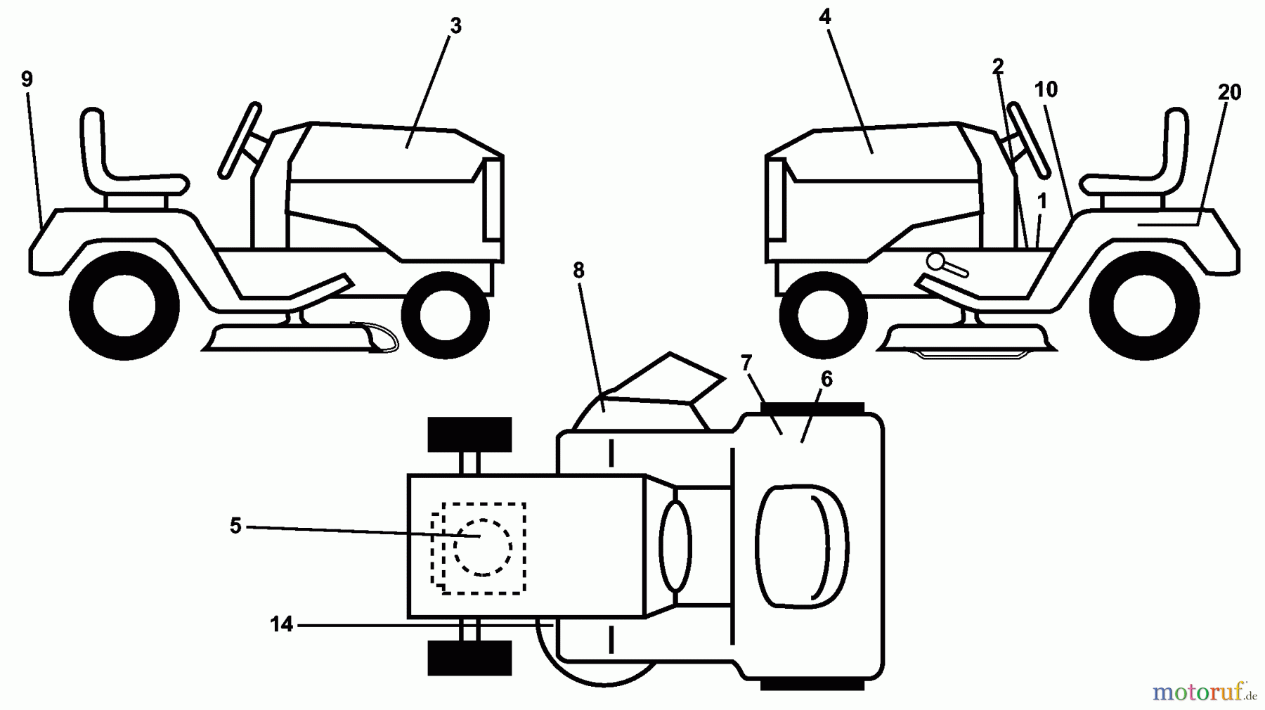  Husqvarna Rasen und Garten Traktoren LT 120 (954140002A) - Husqvarna Lawn Tractor (1996-12 & After) Decals