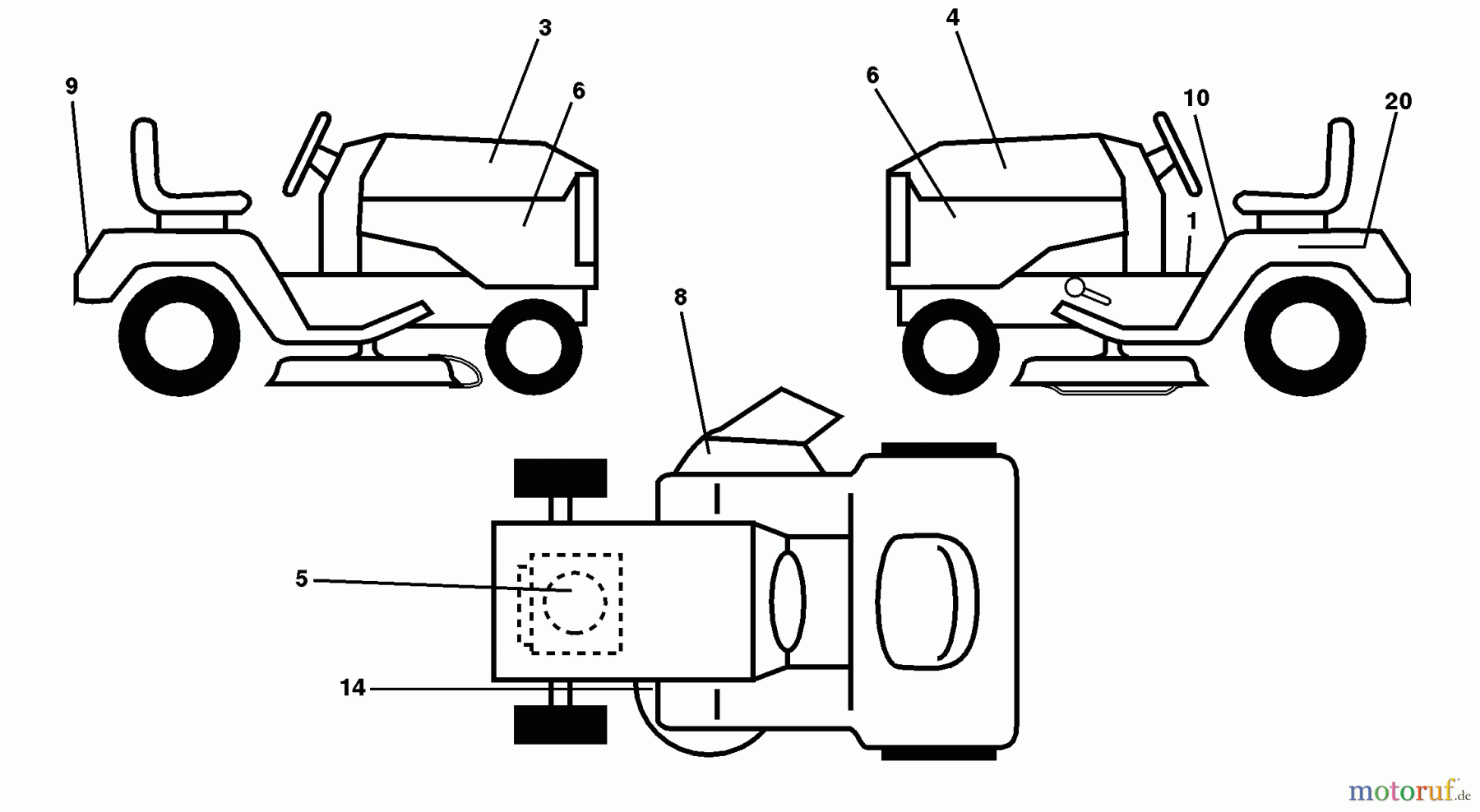  Husqvarna Rasen und Garten Traktoren LT 120 (954140002B) - Husqvarna Lawn Tractor (1997-12 & After) Decals