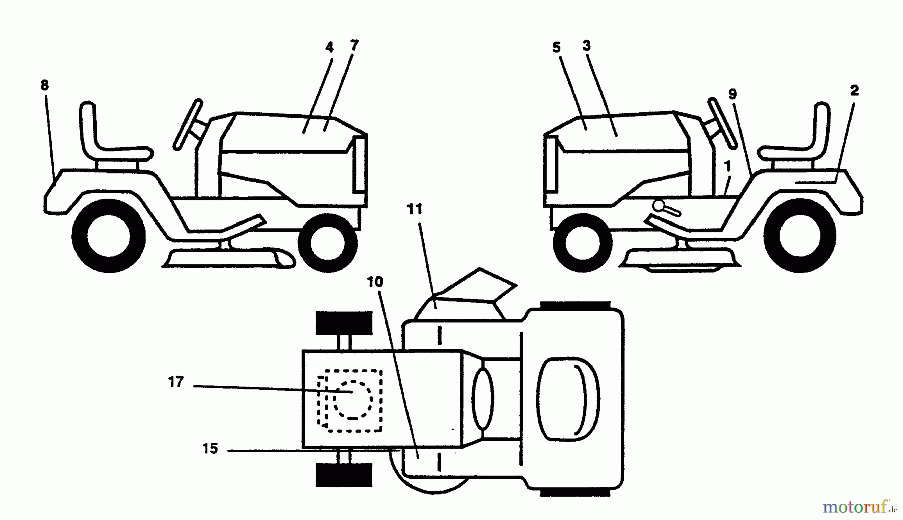  Husqvarna Rasen und Garten Traktoren LT 125 (954000772) (HC12542A) - Husqvarna Lawn Tractor (1994-01 & After) Decals