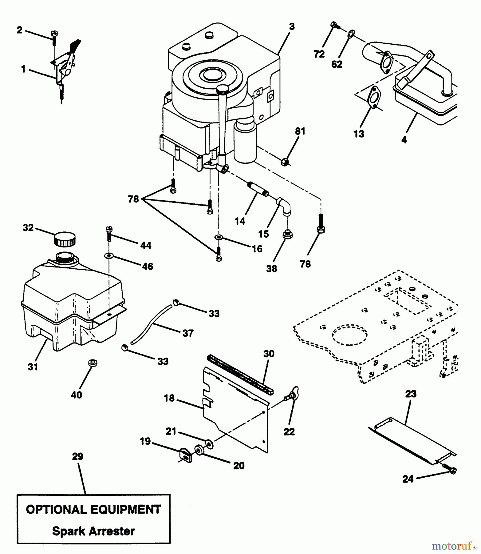  Husqvarna Rasen und Garten Traktoren LT 125 (954002711) (HC12542B) - Husqvarna Lawn Tractor (1995-01 to 1996-03) Engine