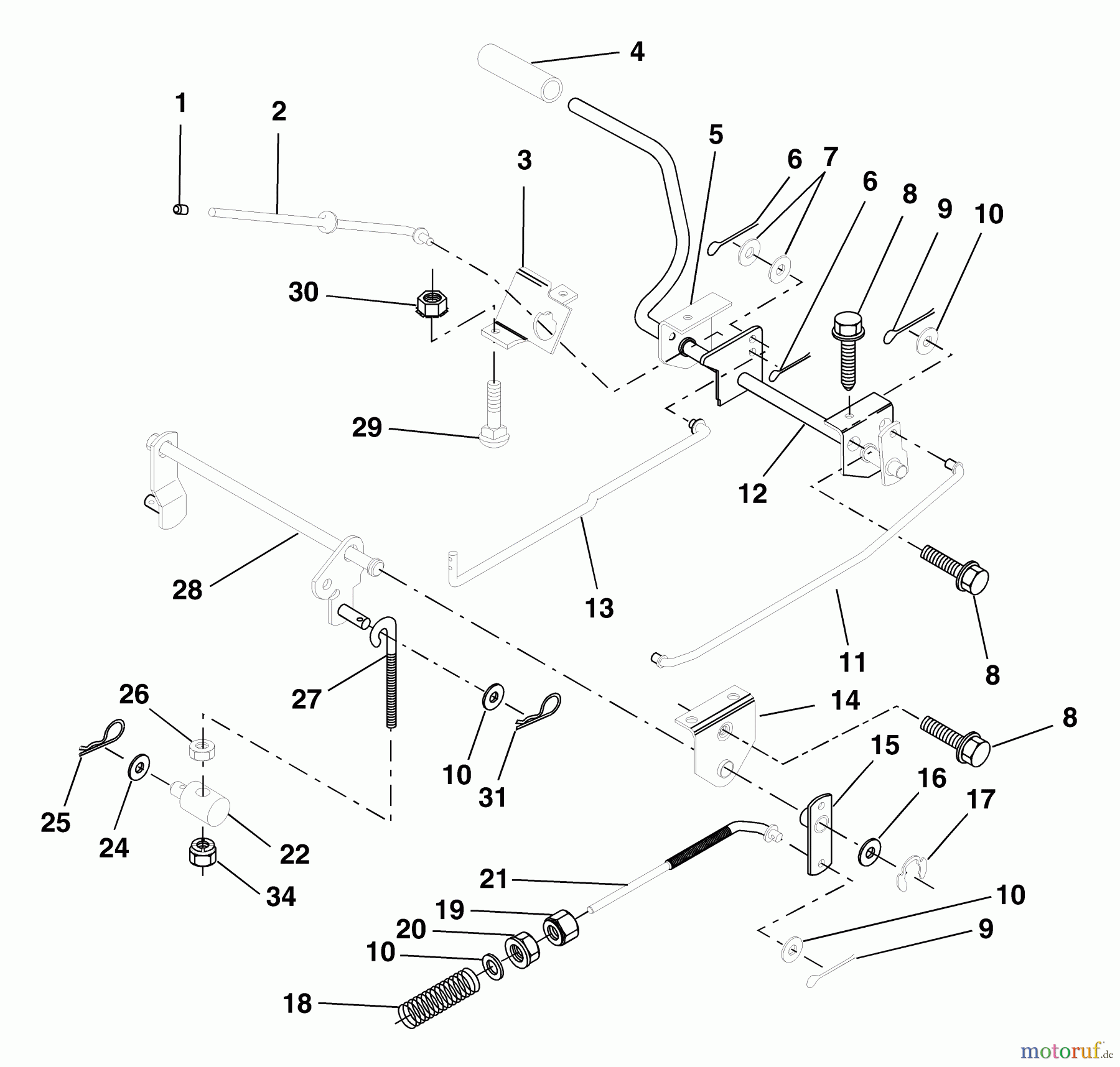  Husqvarna Rasen und Garten Traktoren LT 125 (954170001) (HE12536B) - Husqvarna Lawn Tractor (1996-10 to 1998-09) Brake/Rear Mower Lift Assembly