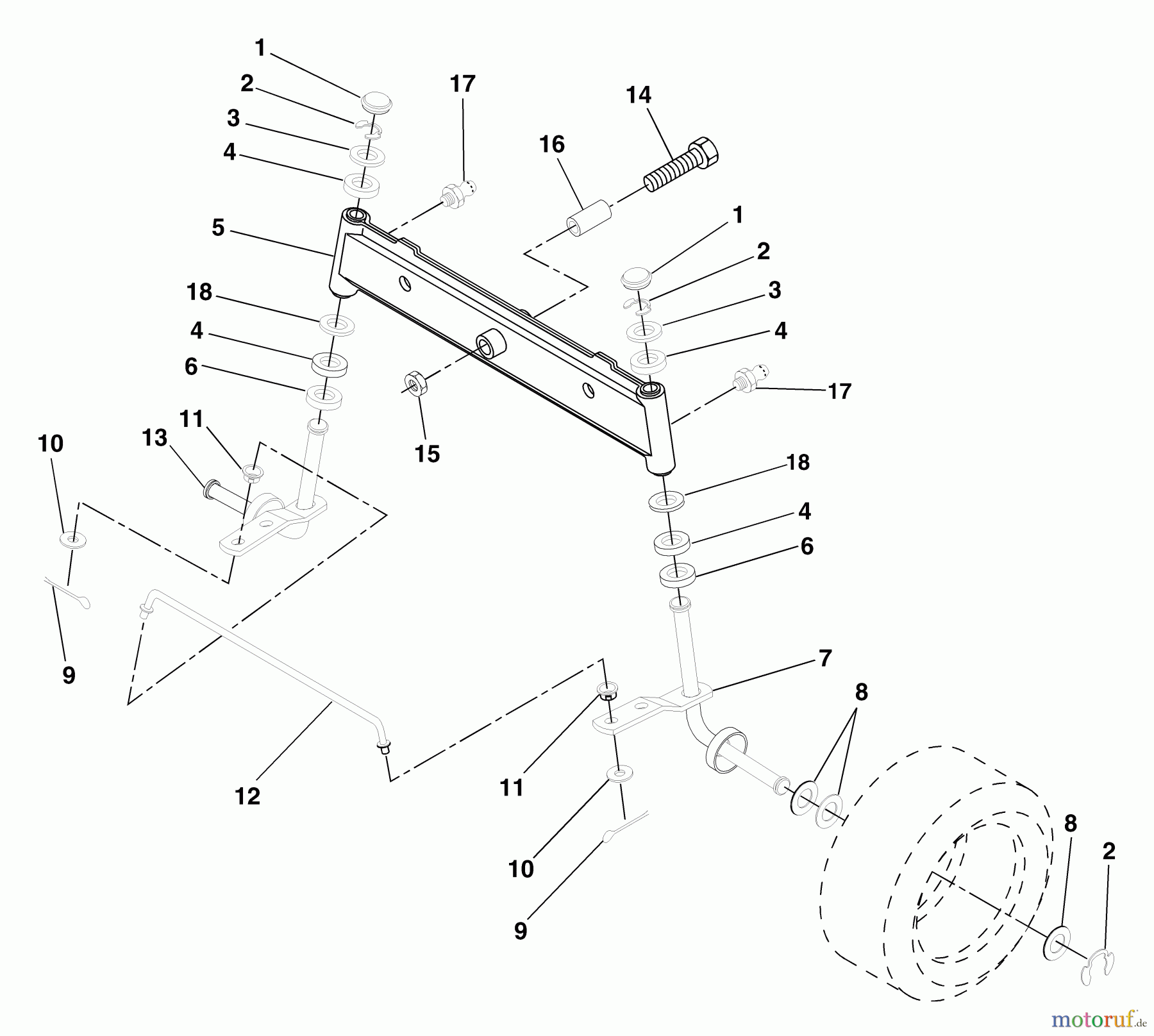  Husqvarna Rasen und Garten Traktoren LT 125 (954170001) (HE12536B) - Husqvarna Lawn Tractor (1996-10 to 1998-09) Front Axle