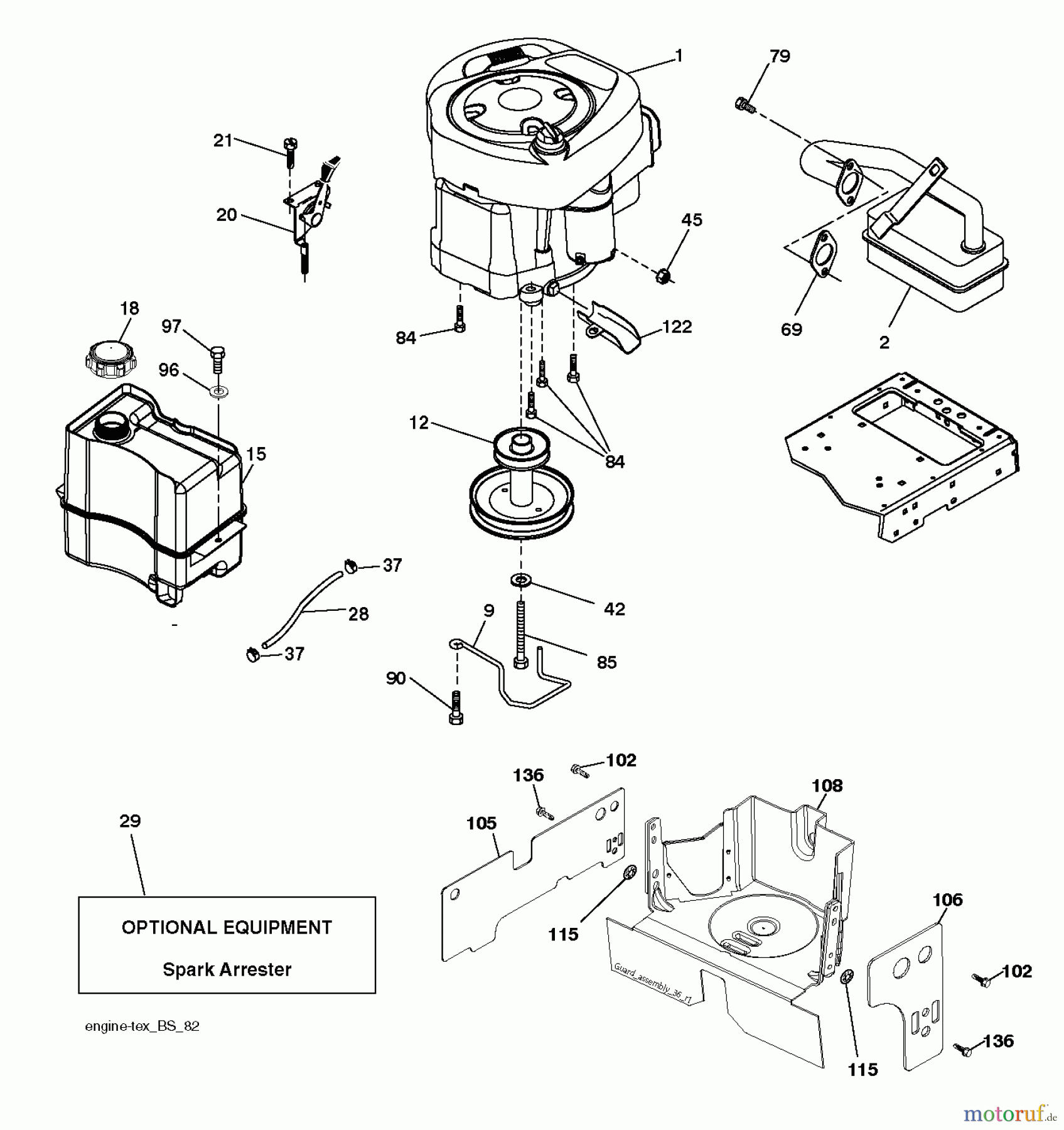  Husqvarna Rasen und Garten Traktoren LT 126 (96041020403) - Husqvarna Lawn Tractor (2013-04) ENGINE