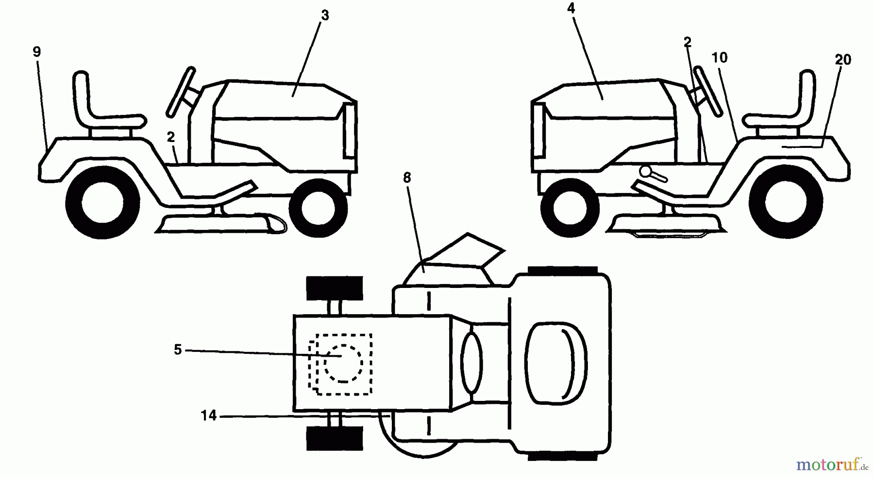  Husqvarna Rasen und Garten Traktoren LT 130 (954140004A) - Husqvarna Lawn Tractor (1997-12 & After) Decals