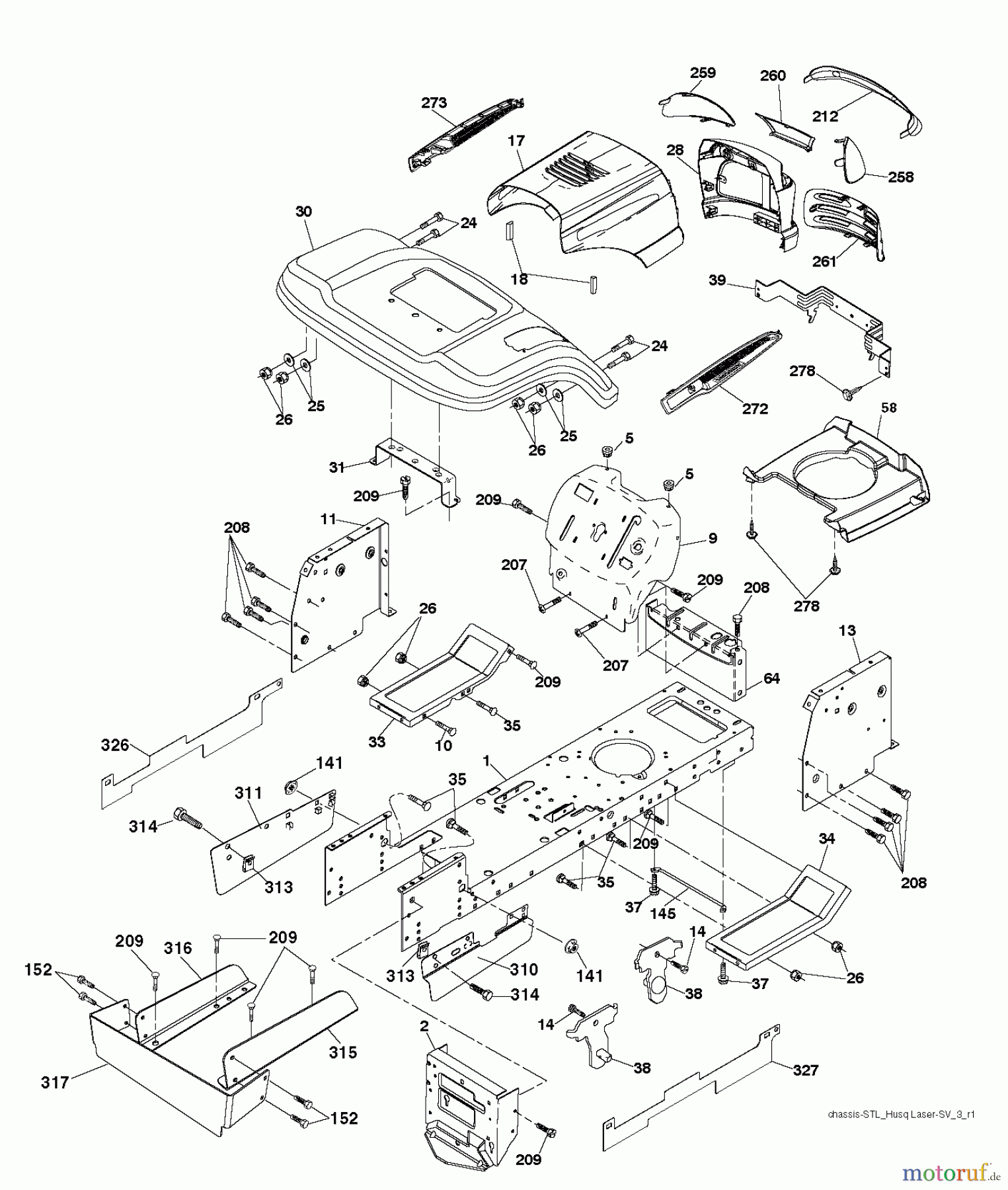  Husqvarna Rasen und Garten Traktoren LT 141 (96011029403) - Husqvarna Lawn Tractor (2012-08 & After) CHASSIS ENCLOSURES