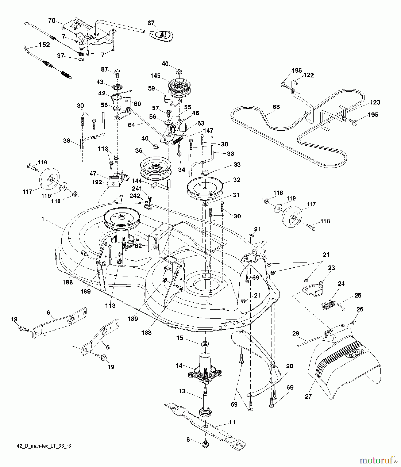  Husqvarna Rasen und Garten Traktoren LT 152 (96041002907) - Husqvarna Lawn Tractor (2011-07 & After) MOWER DECK / CUTTING DECK