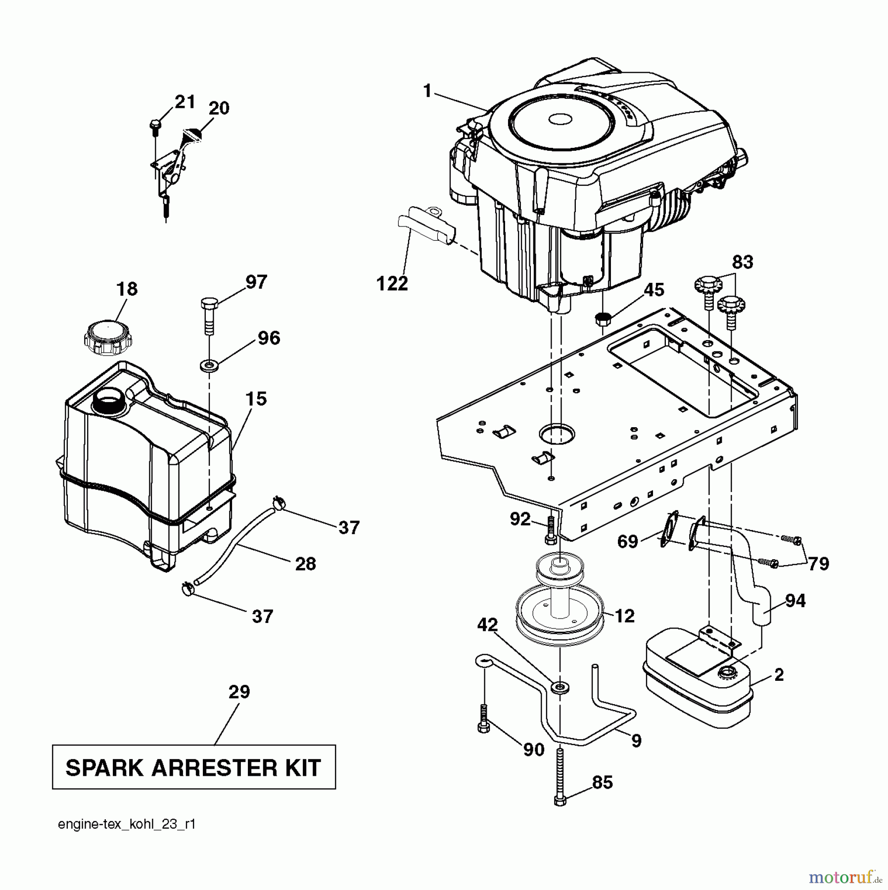  Husqvarna Rasen und Garten Traktoren LT 1597 (96041005009) - Husqvarna Lawn Tractor (2011-04 & After) ENGINE