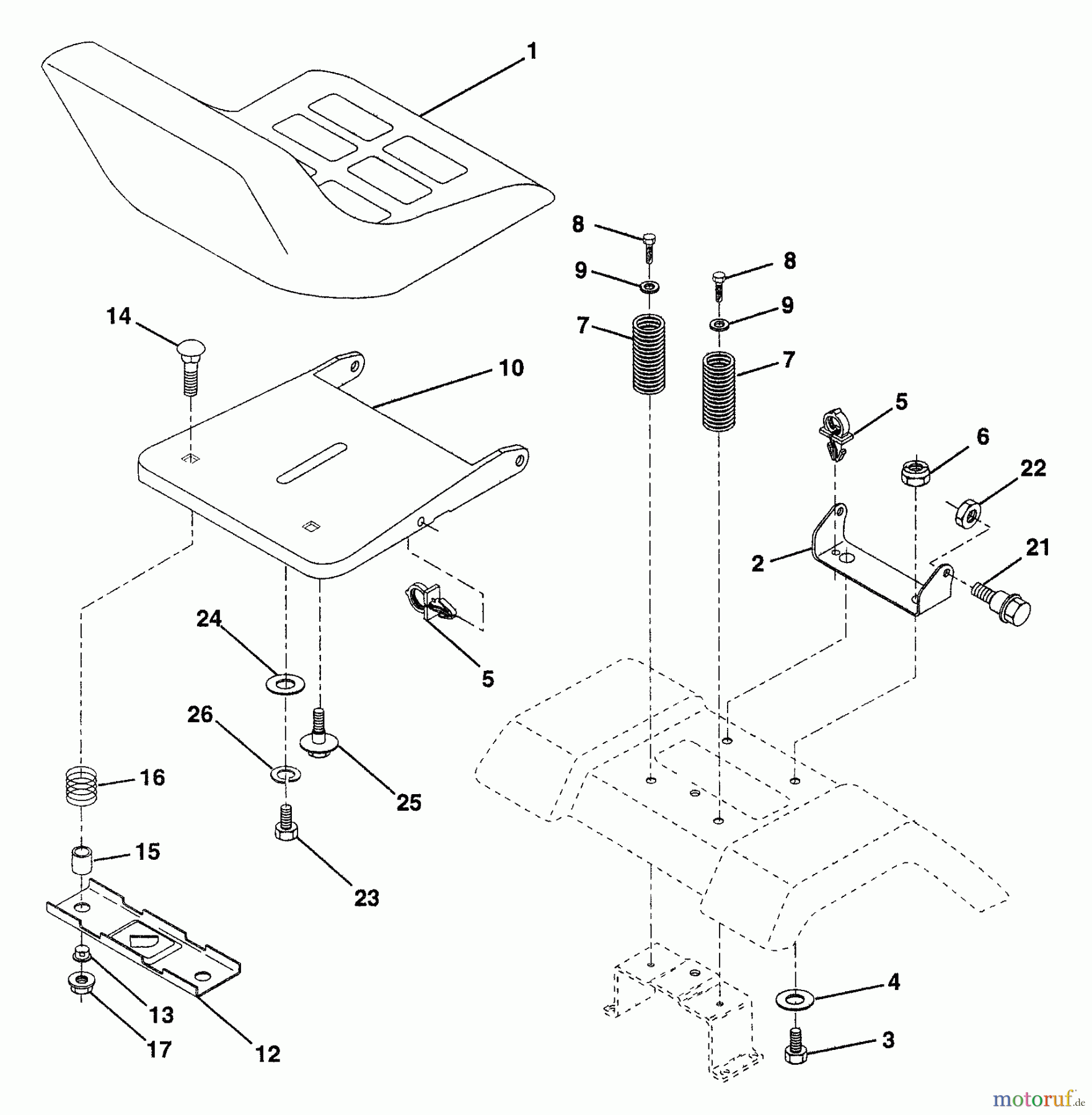  Husqvarna Rasen und Garten Traktoren LTH 120 (954140003) (HCLTH120A) - Husqvarna Lawn Tractor (1997-11 & After) Seat Assembly