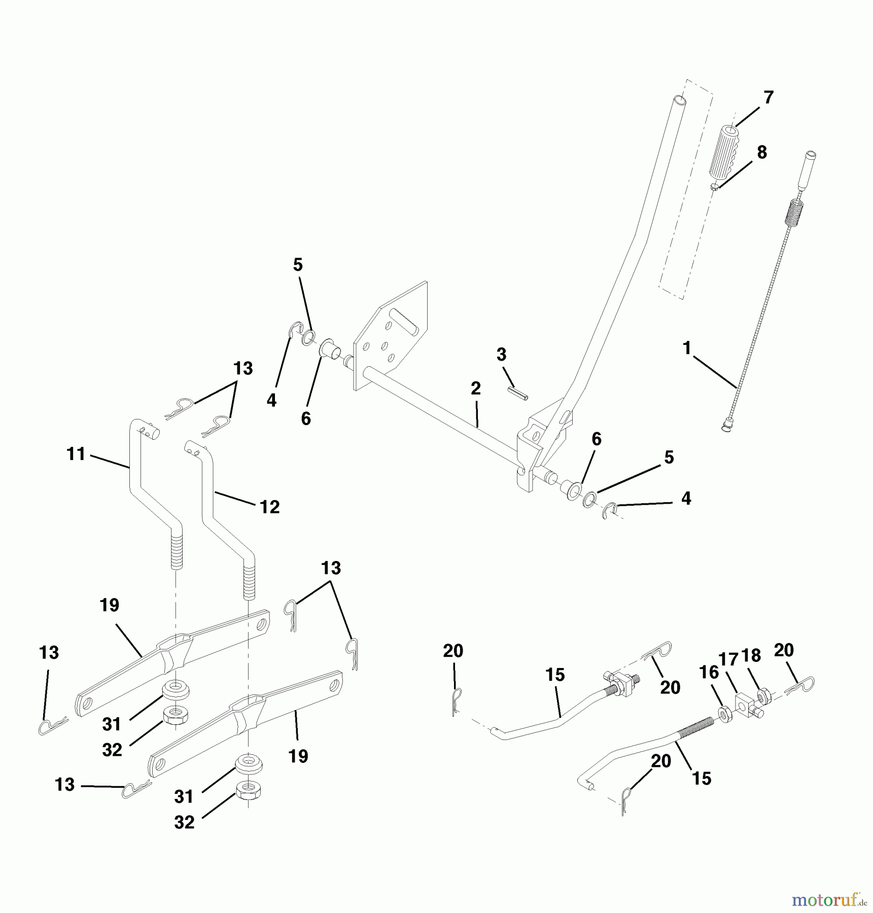  Husqvarna Rasen und Garten Traktoren LTH 120 (954140003B) - Husqvarna Lawn Tractor (1997-12 & After) Mower Lift