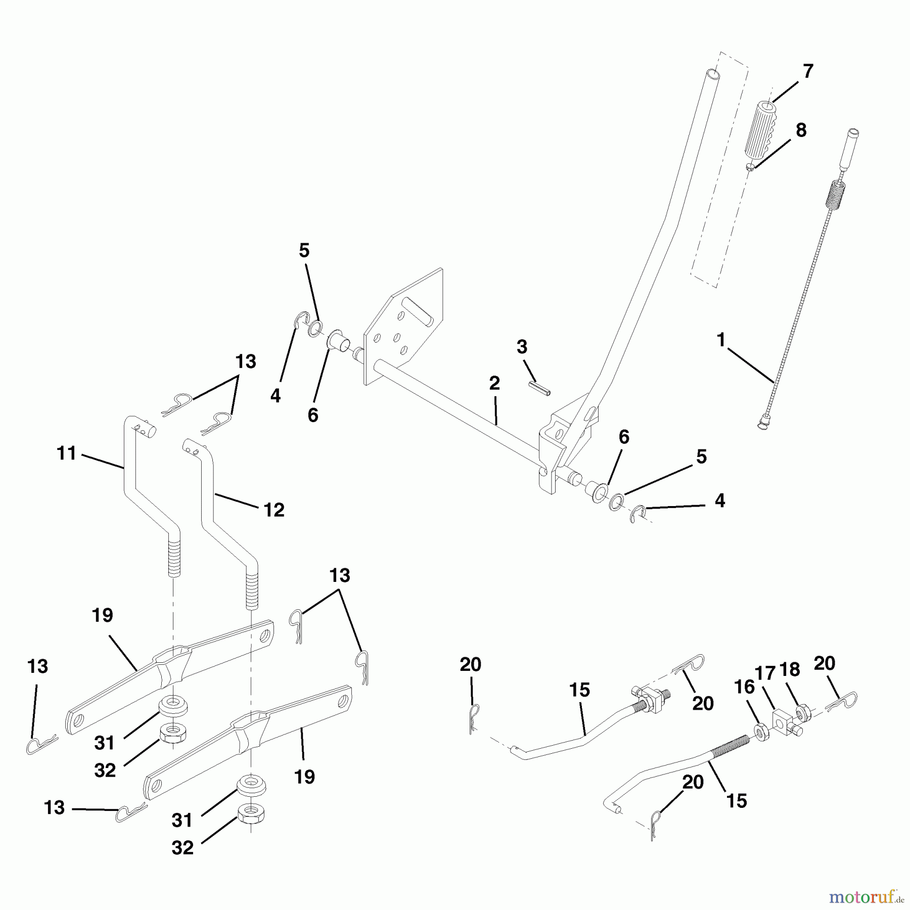  Husqvarna Rasen und Garten Traktoren LTH 120 (954140003F) - Husqvarna Lawn Tractor (1999-03 & After) Mower lift