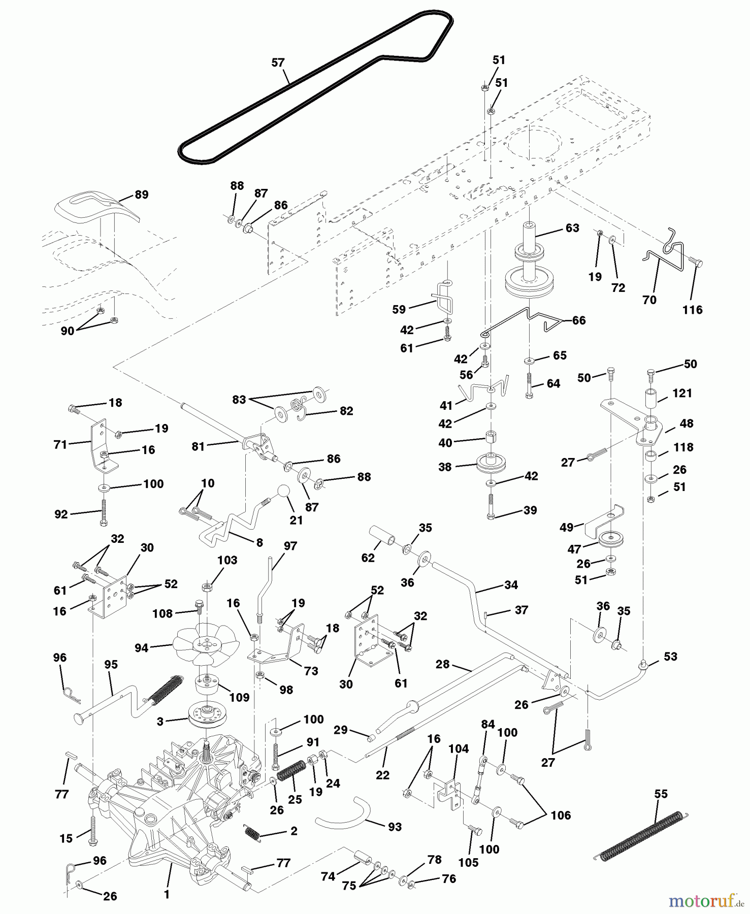  Husqvarna Rasen und Garten Traktoren LTH 120 (954140013A) - Husqvarna Lawn Tractor (1997-12 & After) Drive