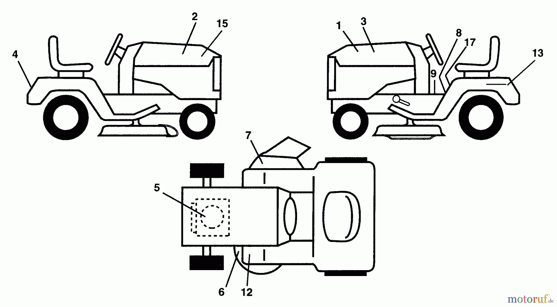  Husqvarna Rasen und Garten Traktoren LTH 125 (954000782) (HC125H42A) - Husqvarna Lawn Tractor (1994-01 & After) Decals