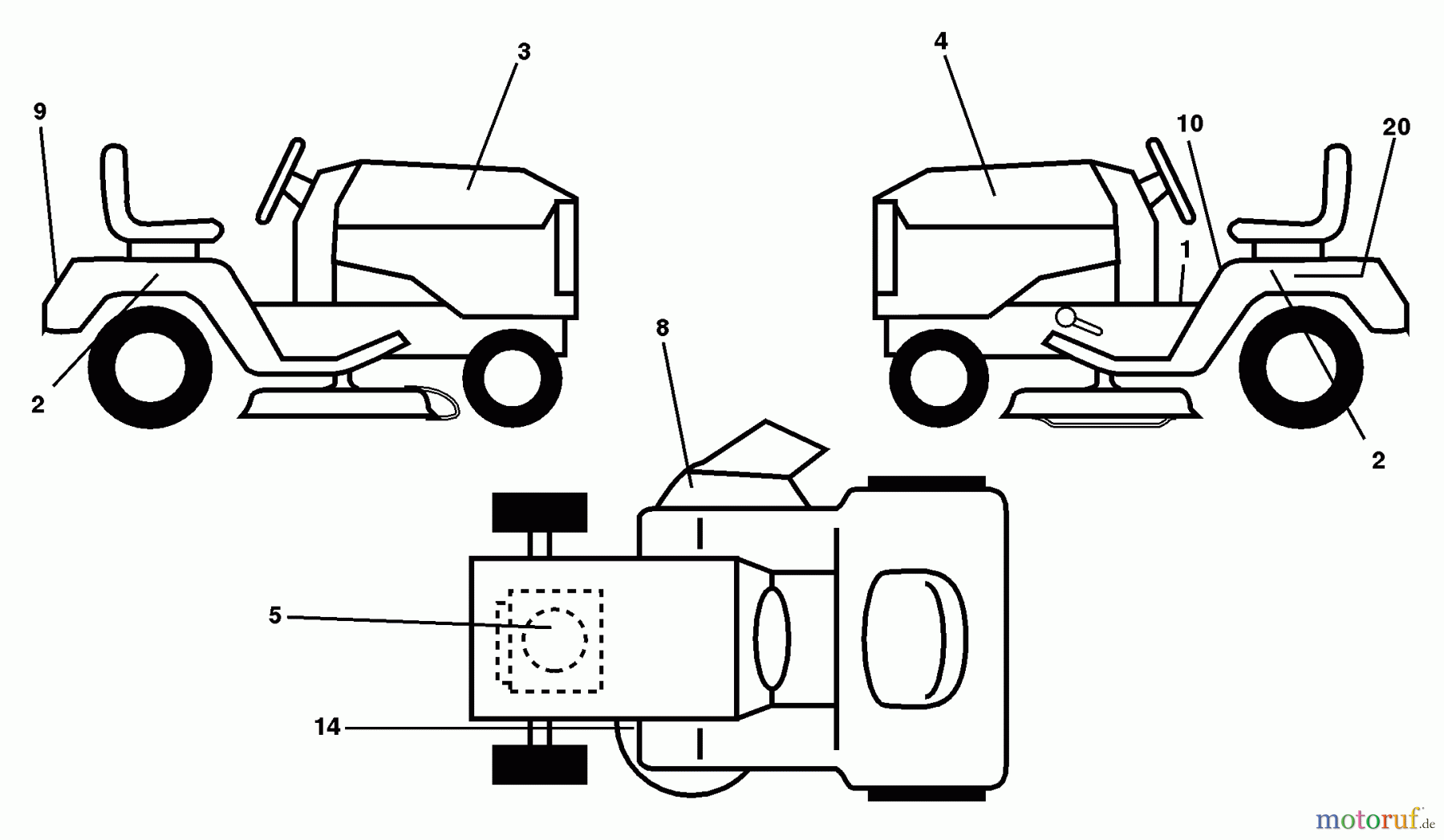  Husqvarna Rasen und Garten Traktoren LTH 130 (954140005B) - Husqvarna Lawn Tractor (1997-12 & After) Decals