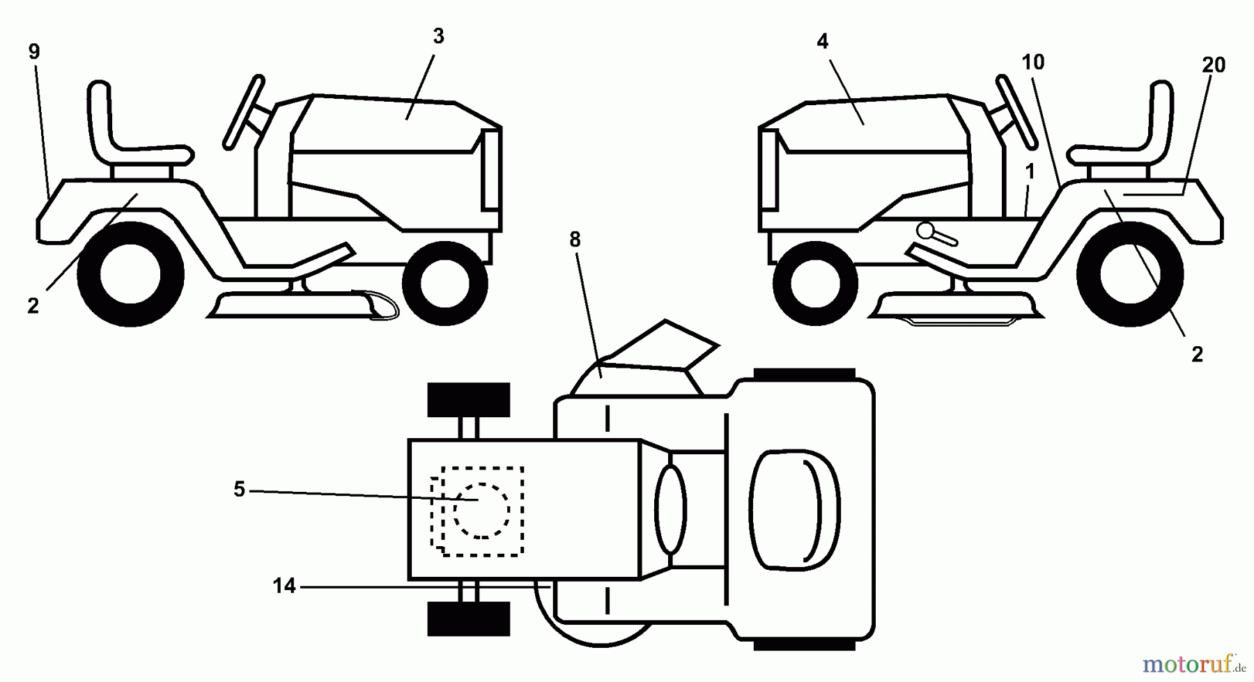  Husqvarna Rasen und Garten Traktoren LTH 130 (954140005E) - Husqvarna Lawn Tractor (1997-10 & After) Decals