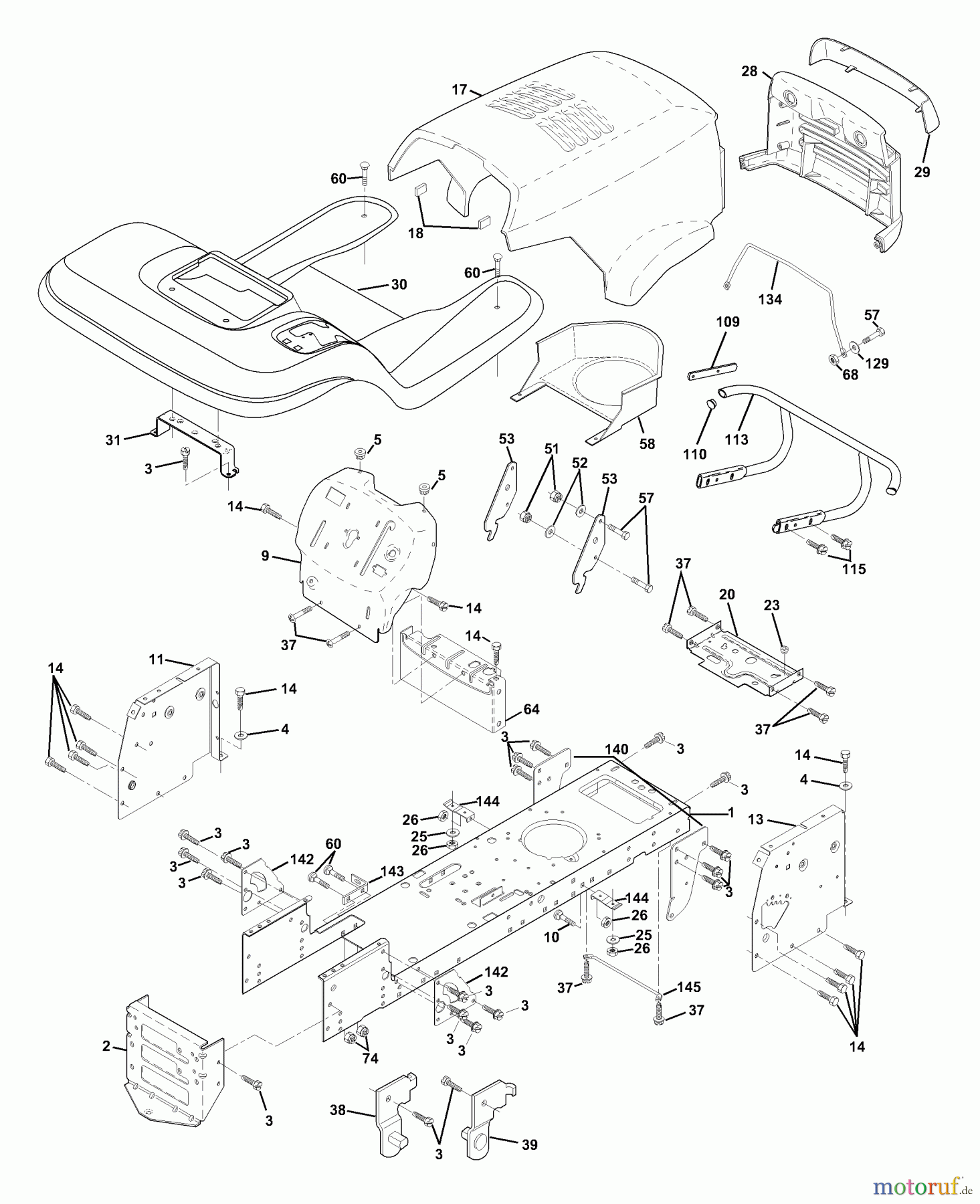  Husqvarna Rasen und Garten Traktoren LTH 130 (954140005F) - Husqvarna Lawn Tractor (1998-07 & After) Chassis And Enclosures