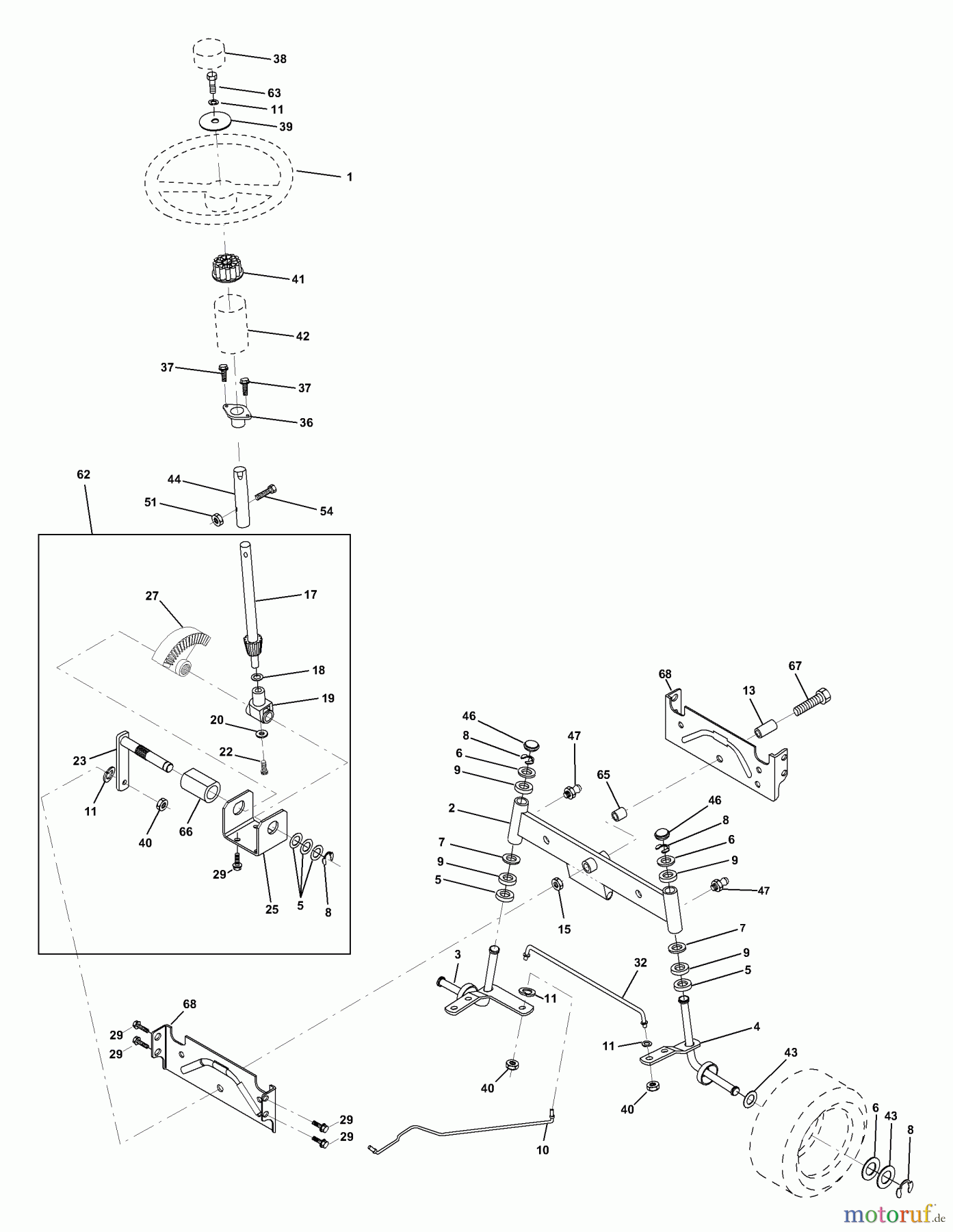  Husqvarna Rasen und Garten Traktoren LTH 130 (954140005F) - Husqvarna Lawn Tractor (1998-07 & After) Steering Assembly